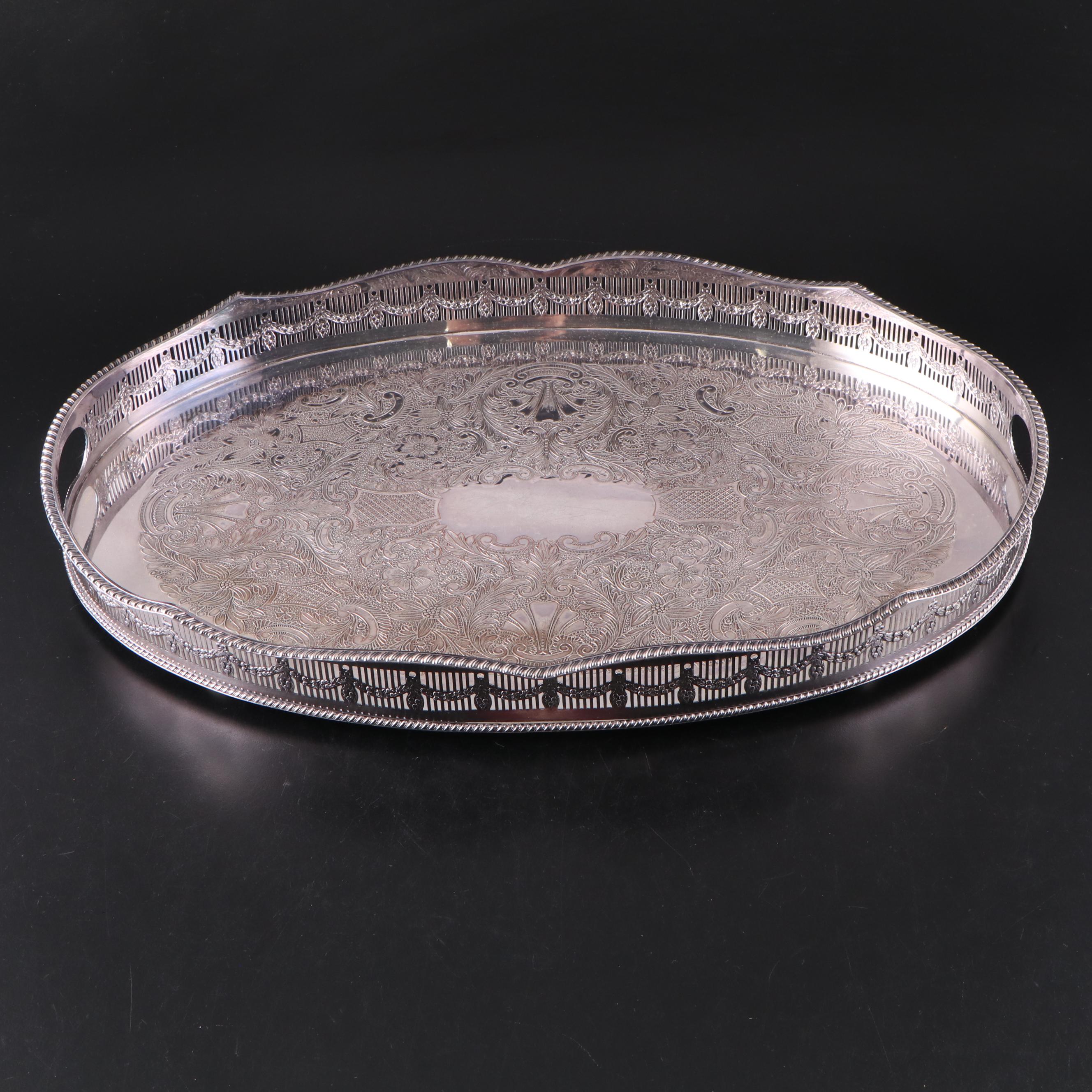 Viners English Silver Plate Gallery Tray