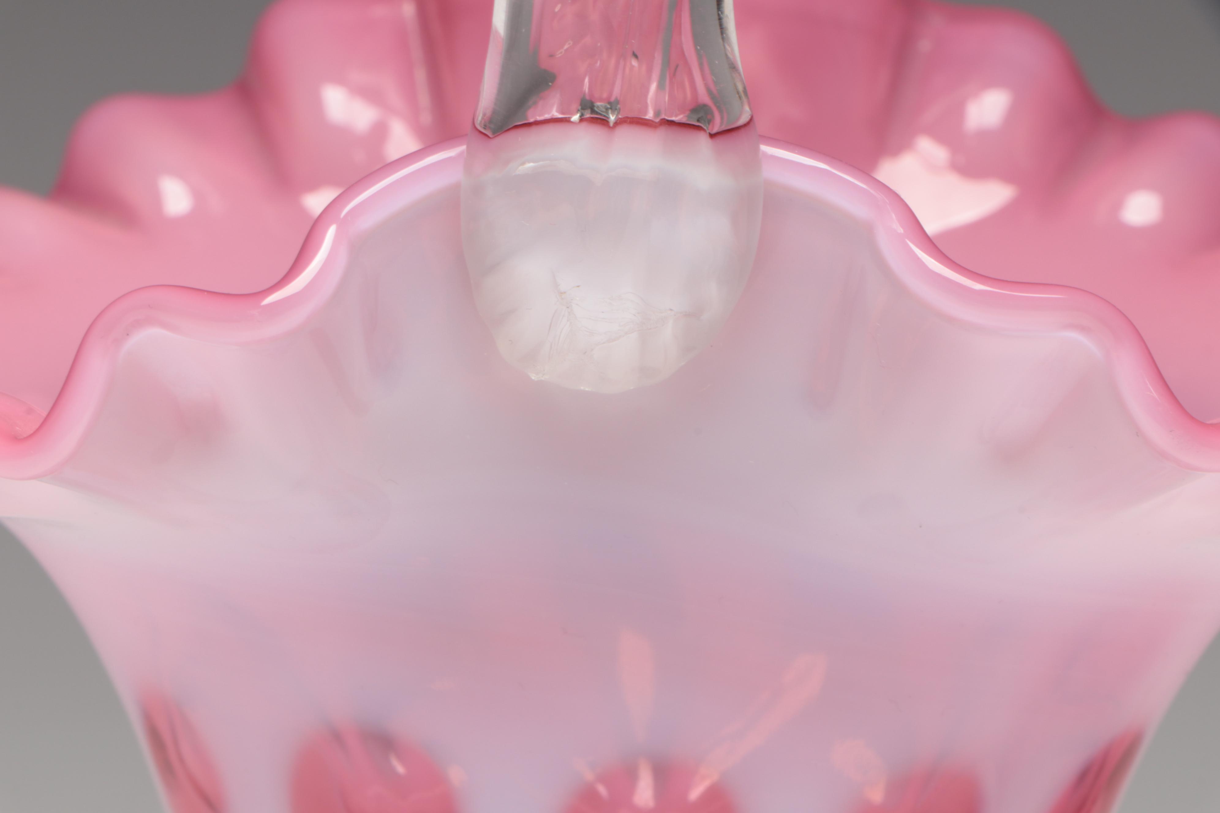 Fenton Coin Dot and More Cranberry Glass Baskets, 20th Century