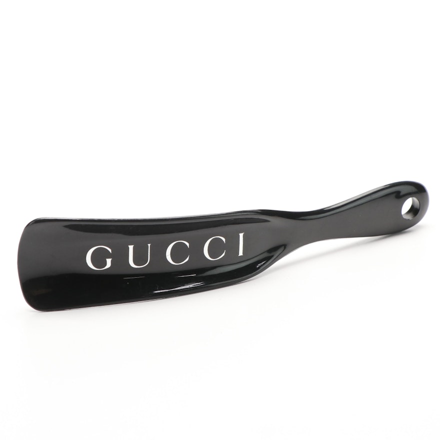 Gucci Logo Black Plastic Shoe Horn