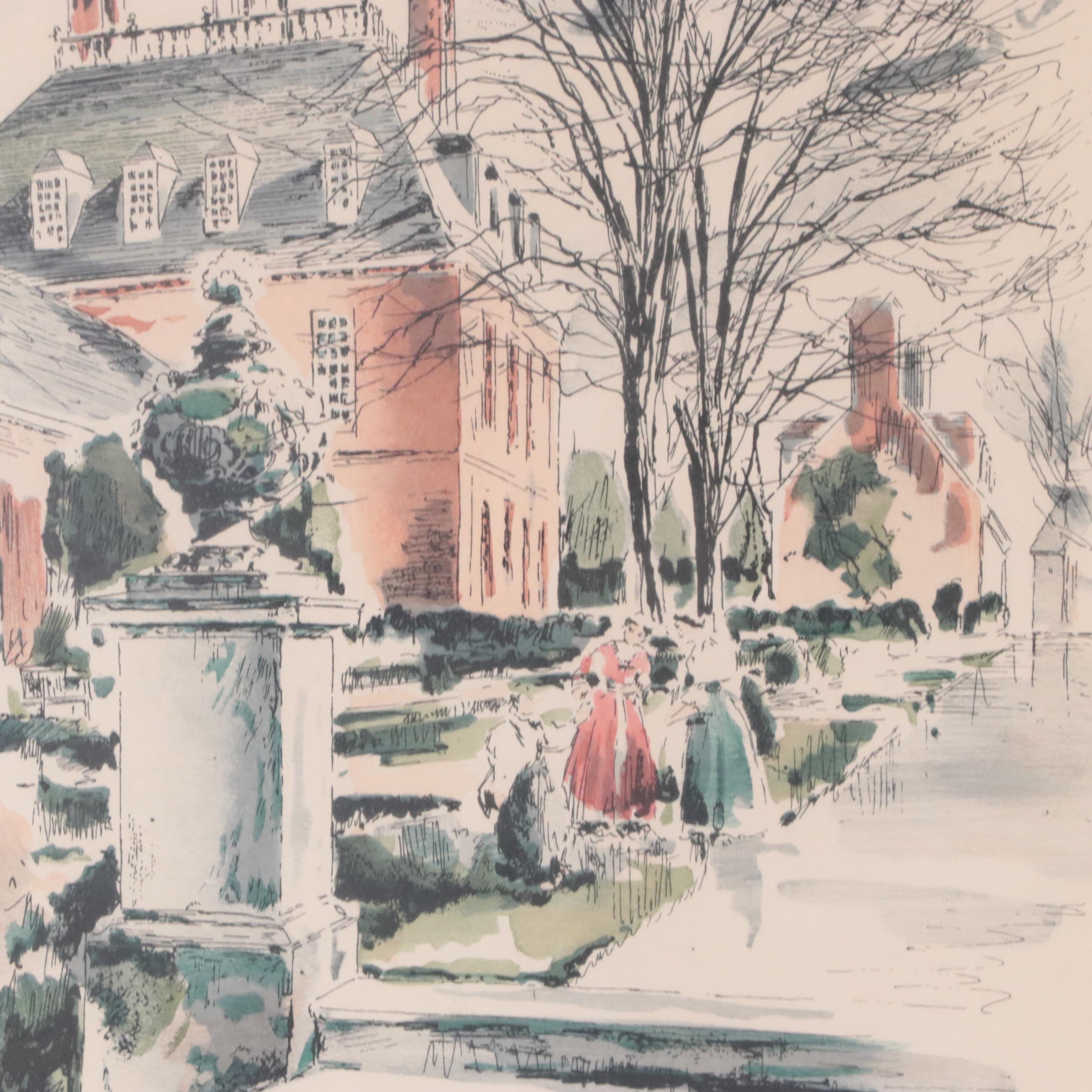 John Haymson Lithographs of Colonial Williamsburg and Philadelphia Landmarks