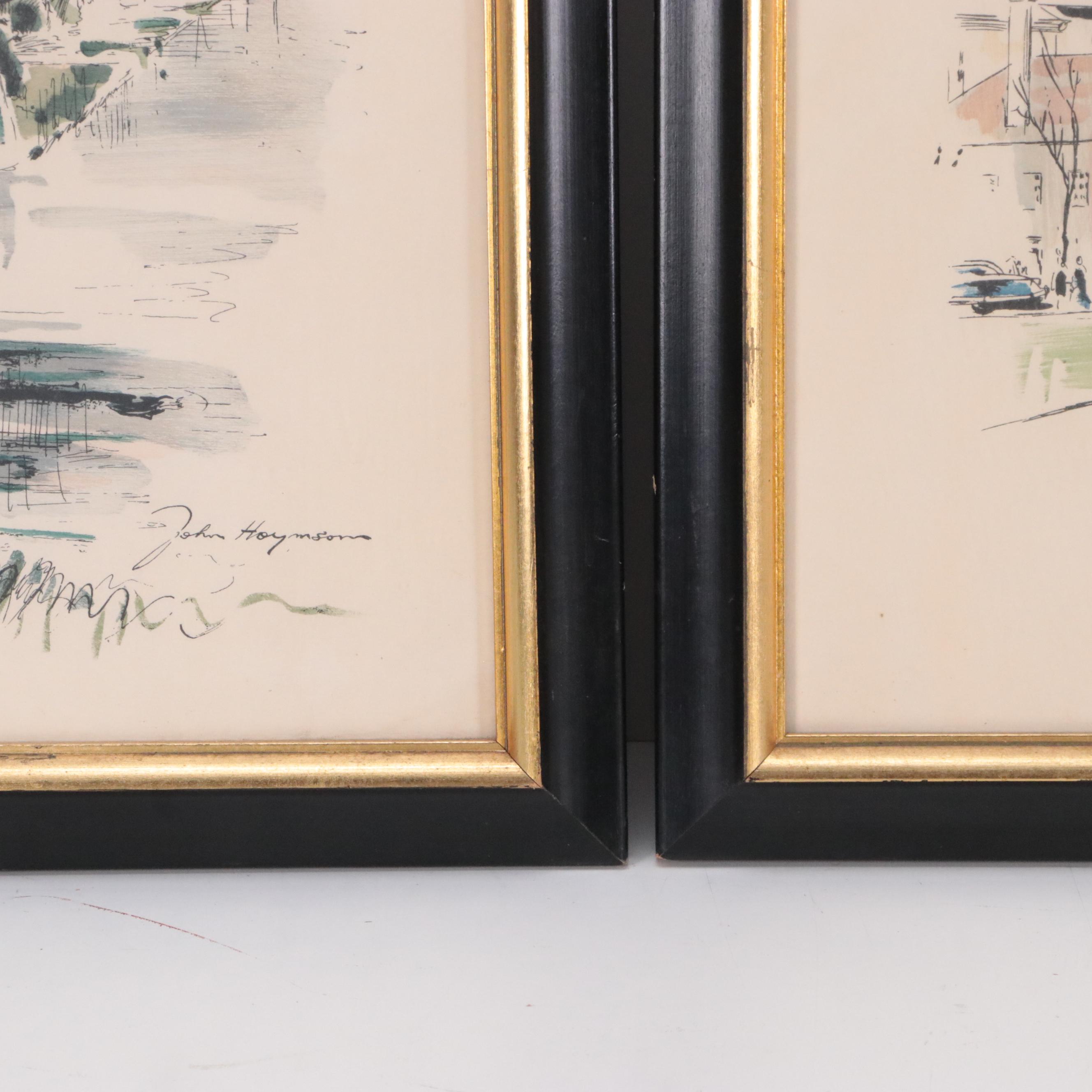 John Haymson Lithographs of Colonial Williamsburg and Philadelphia Landmarks