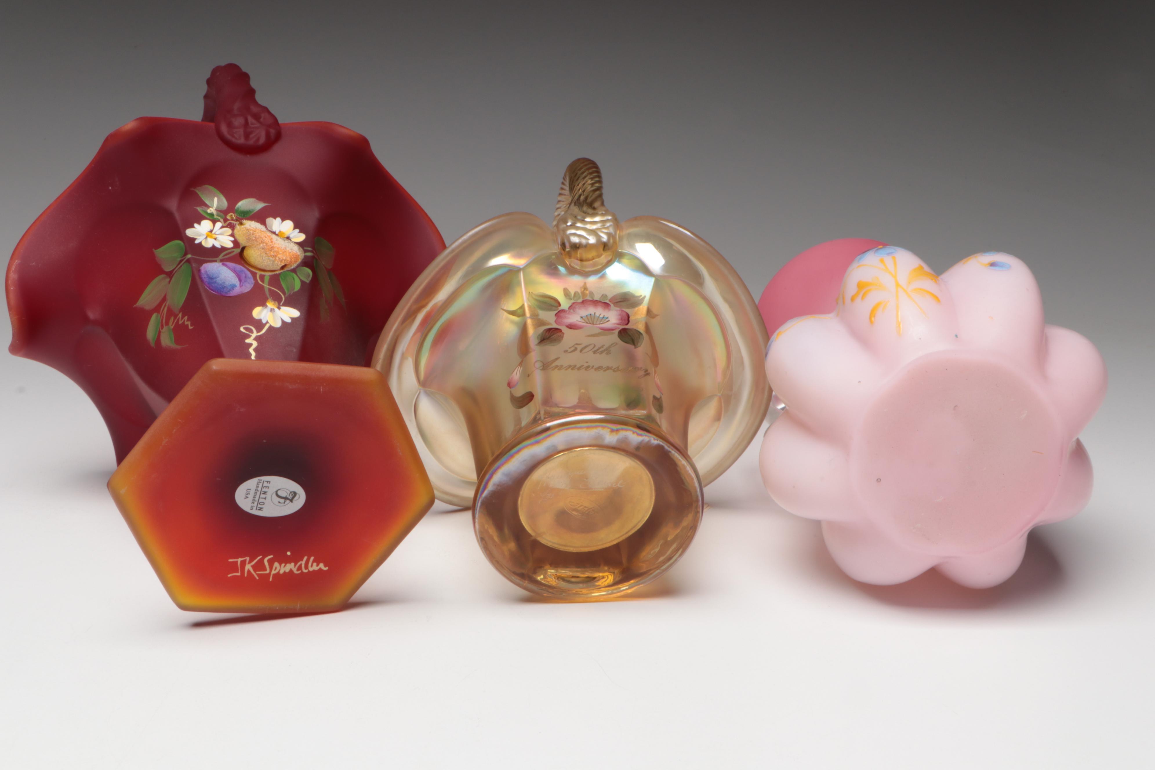 Fenton 50th Anniversary Carnival Glass Basket and More Table Accessories