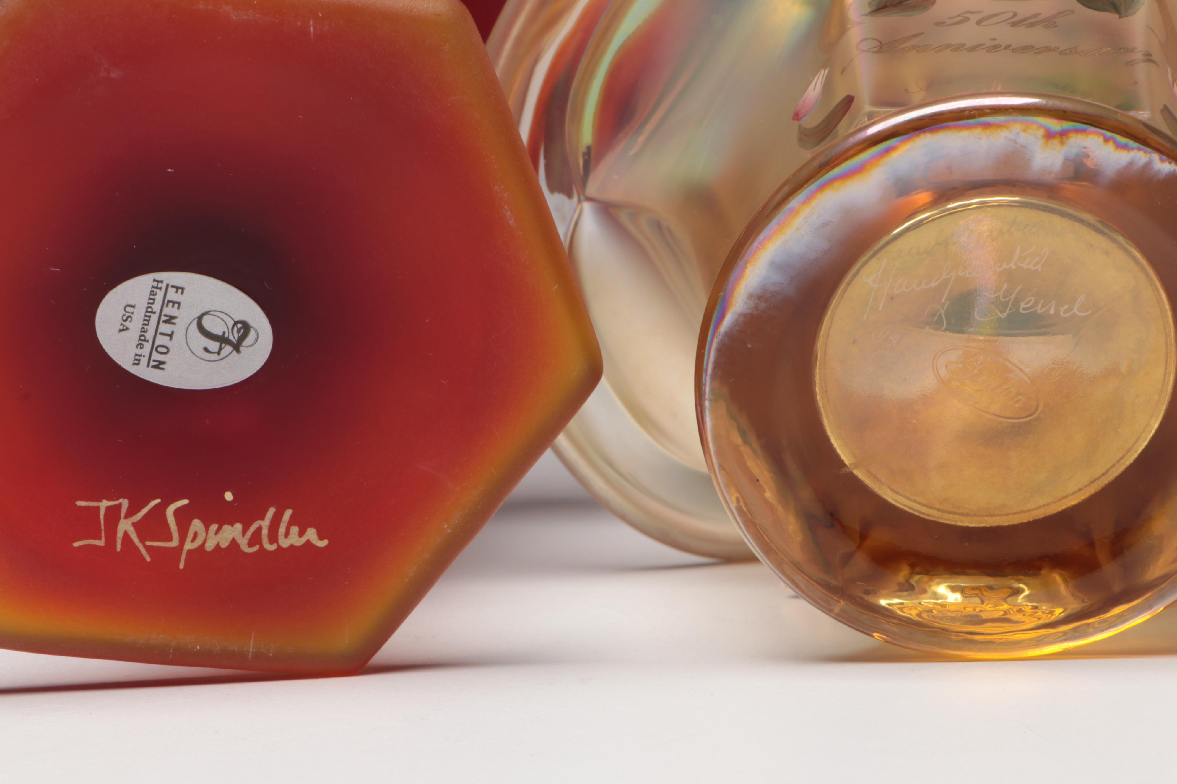 Fenton 50th Anniversary Carnival Glass Basket and More Table Accessories