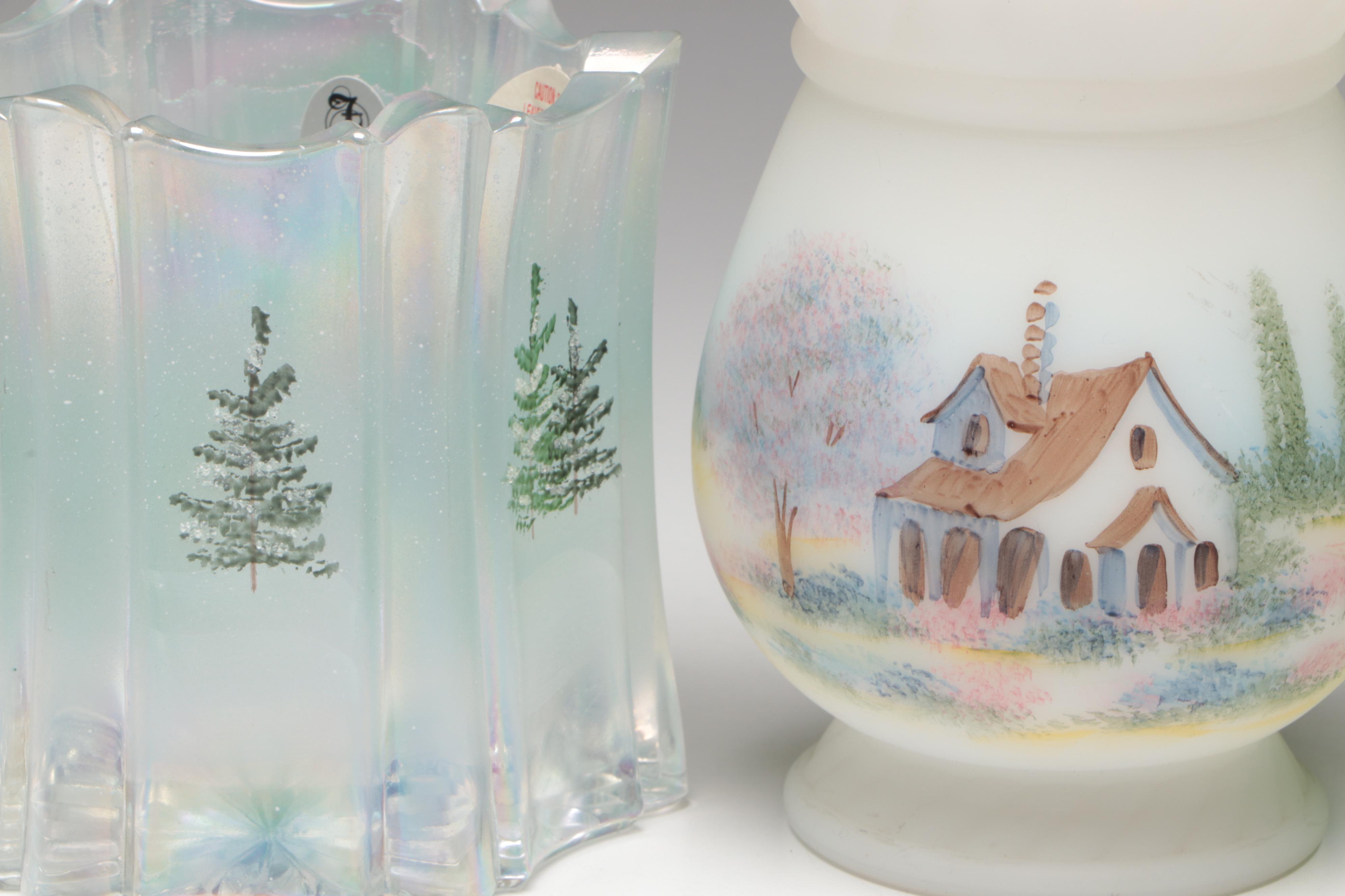 Fenton 50th Anniversary Carnival Glass Basket and More Table Accessories