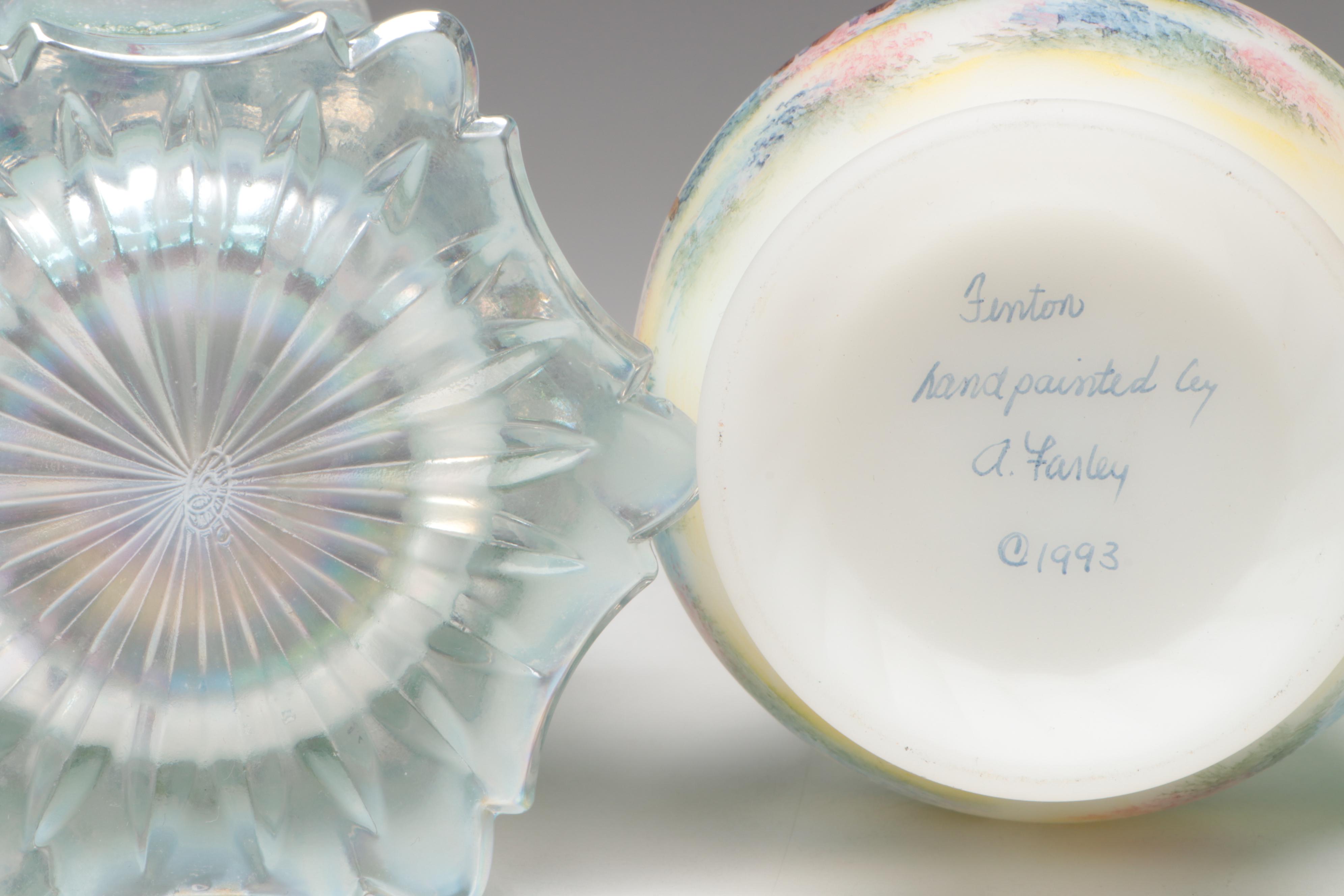 Fenton 50th Anniversary Carnival Glass Basket and More Table Accessories