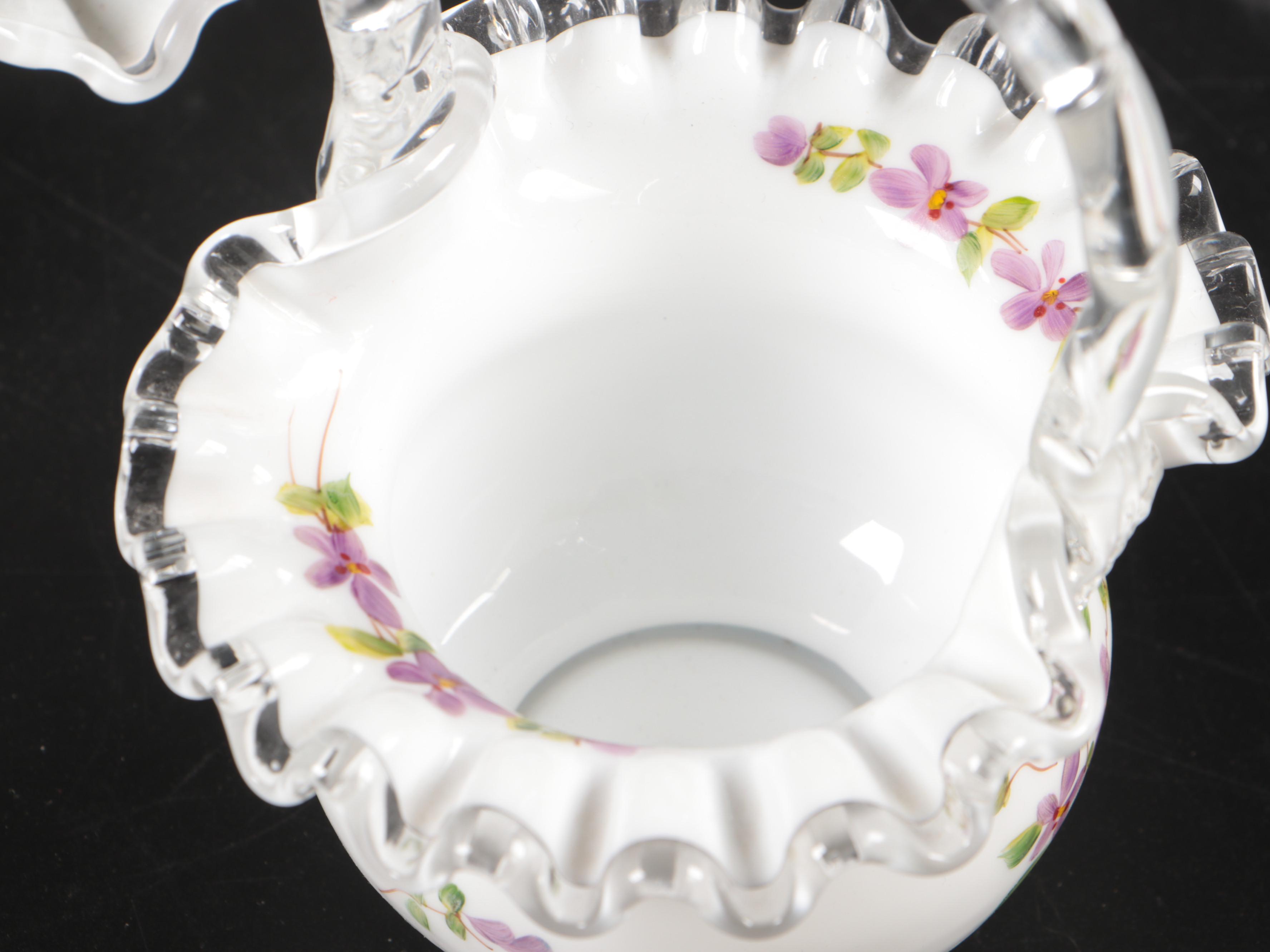 Fenton Hand-Painted Silver Crest Art Glass Bowls, Clock, and More