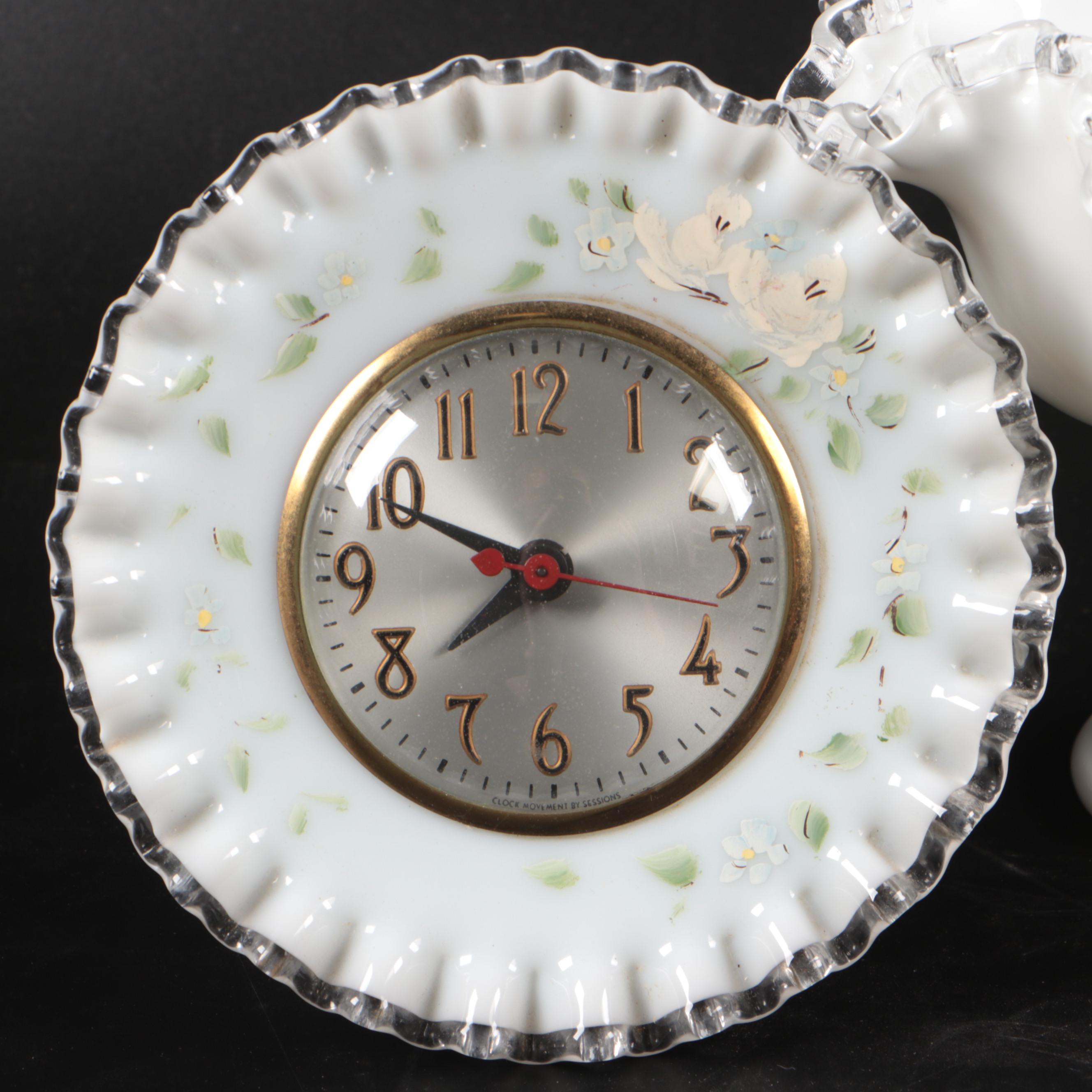 Fenton Hand-Painted Silver Crest Art Glass Bowls, Clock, and More