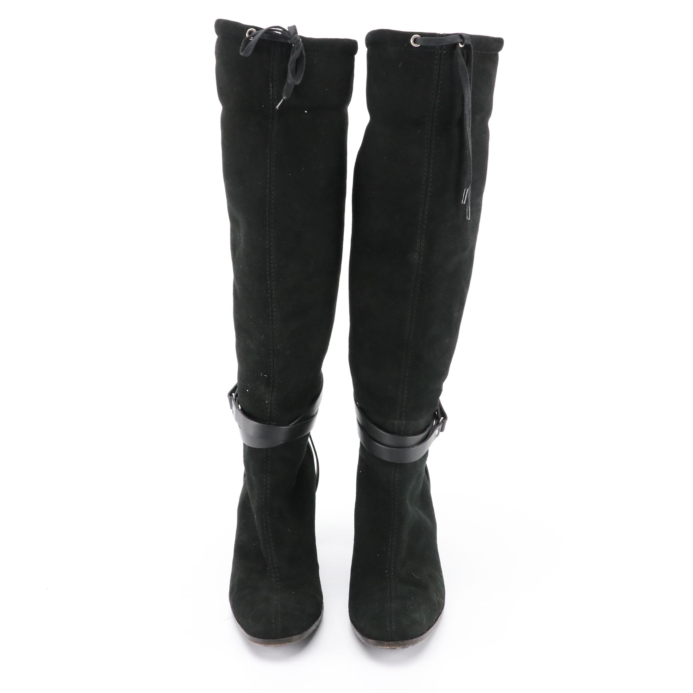 Gucci Sheepskin and Leather Strappy Knee-High Boots