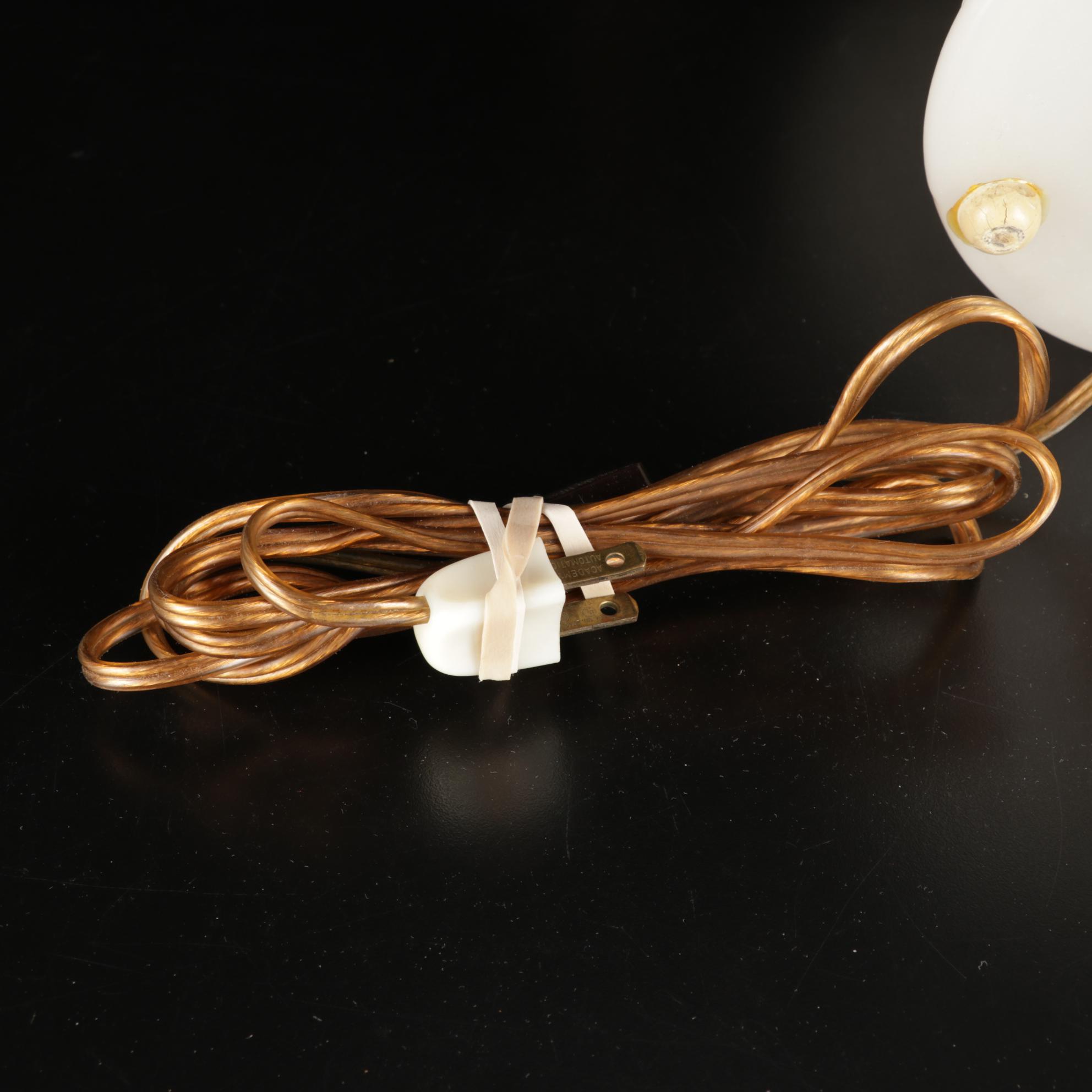 Victorian Style Milk Glass Student Lamp with Embroidered Table Linens