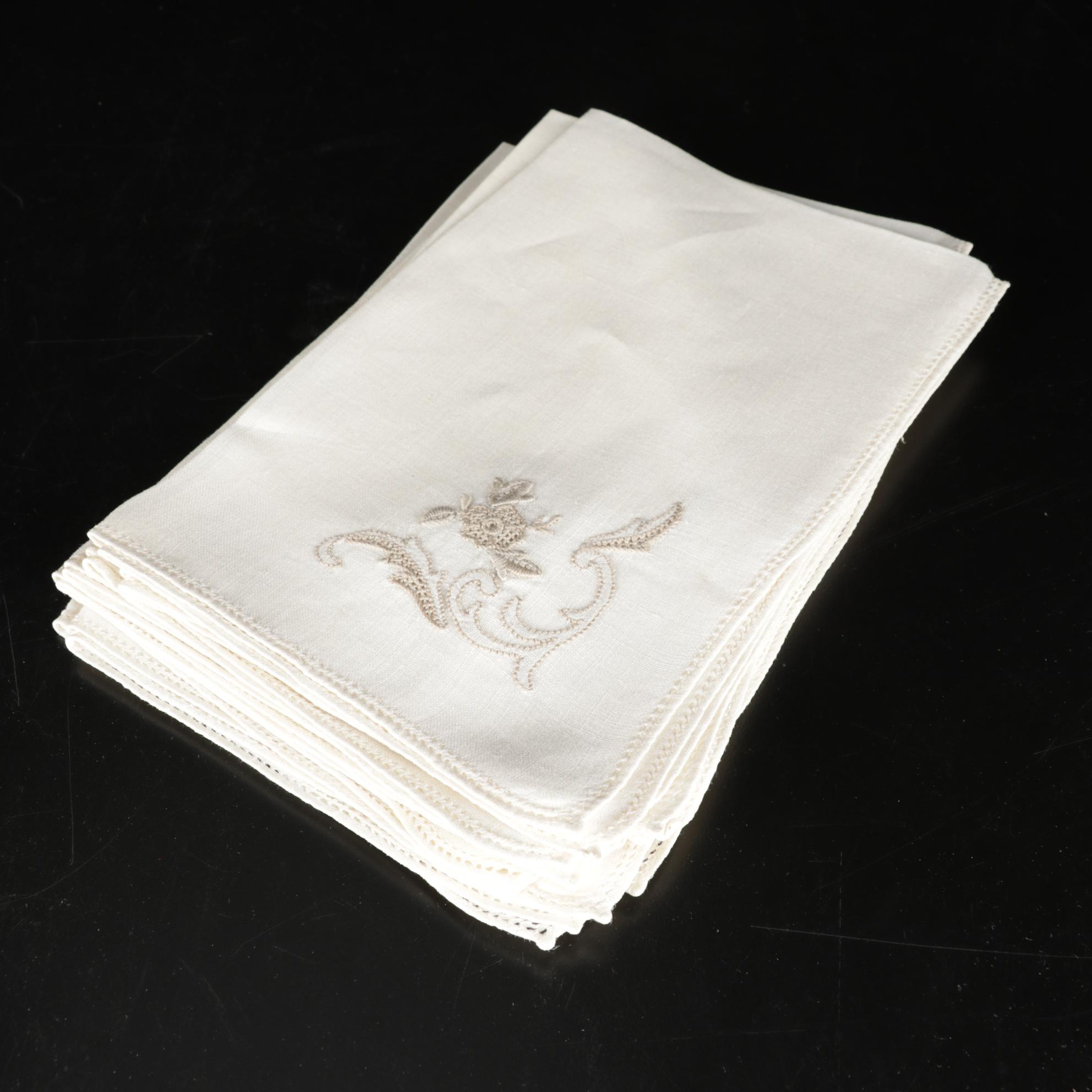 Victorian Style Milk Glass Student Lamp with Embroidered Table Linens