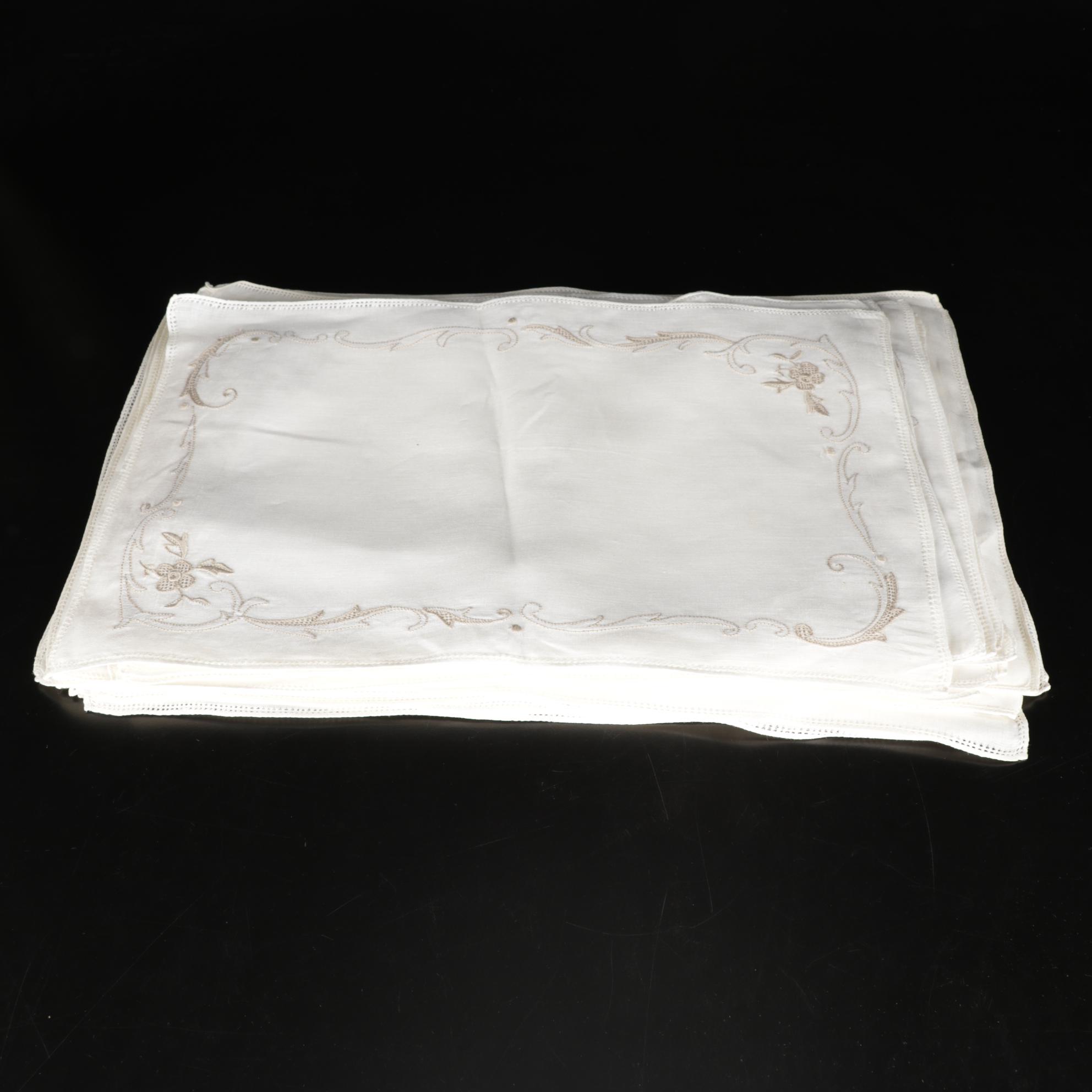 Victorian Style Milk Glass Student Lamp with Embroidered Table Linens