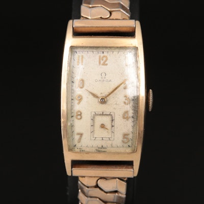 14K Omega Vintage Tank Shape Wristwatch