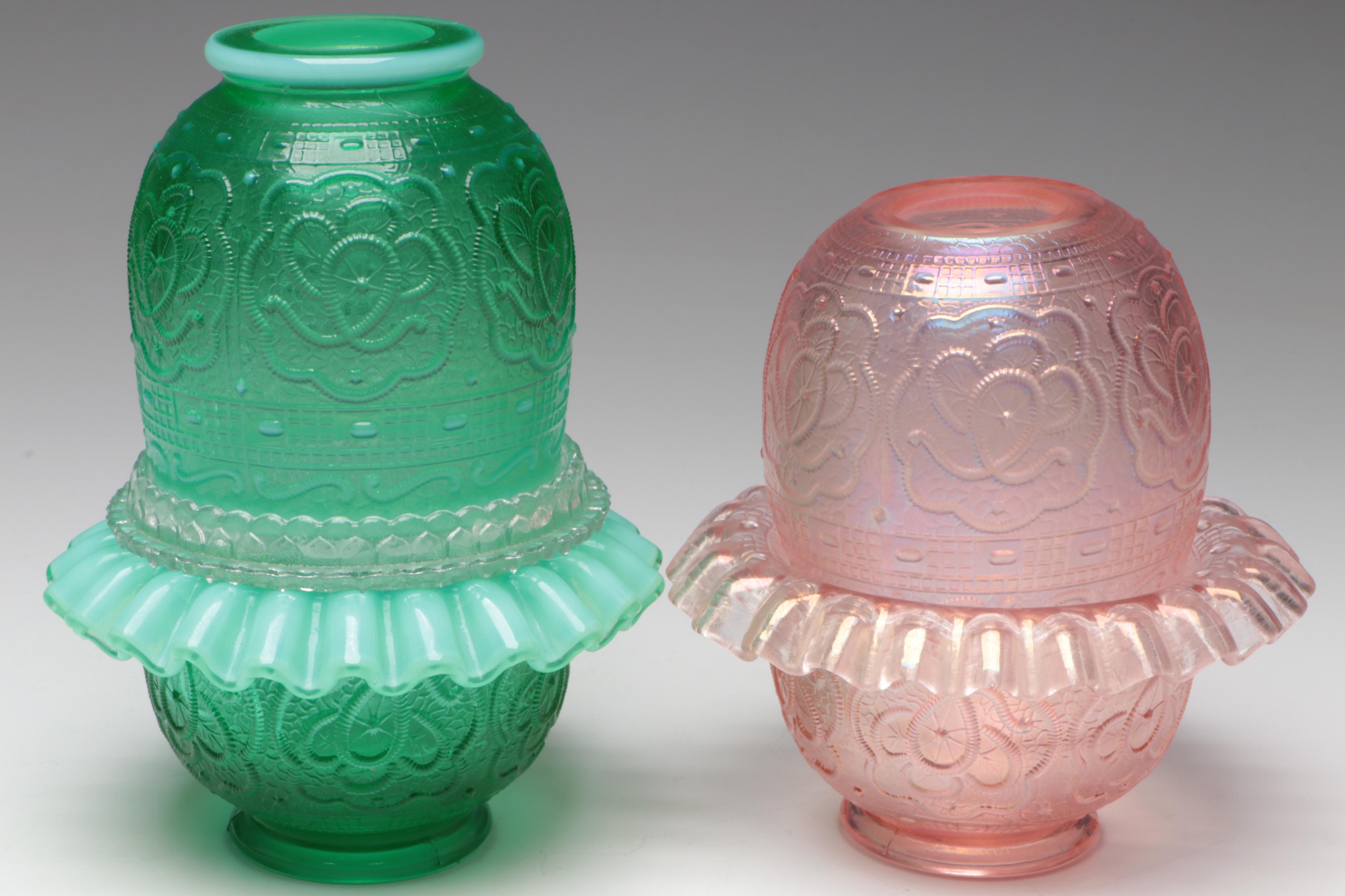 Fenton "Lily of the Valley", "Persian Medallion" & "Rosalene" Glass Fairy Lamps