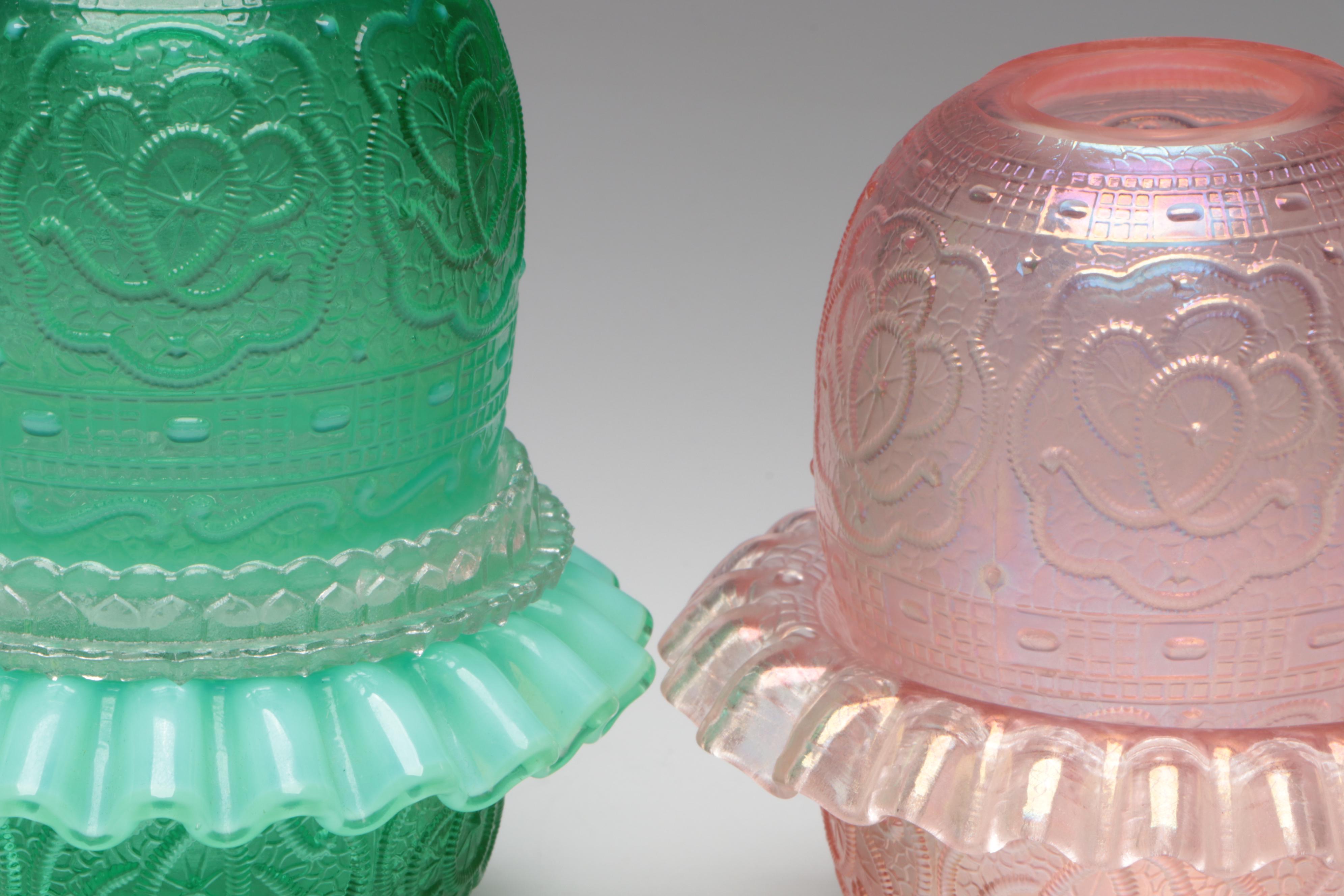 Fenton "Lily of the Valley", "Persian Medallion" & "Rosalene" Glass Fairy Lamps