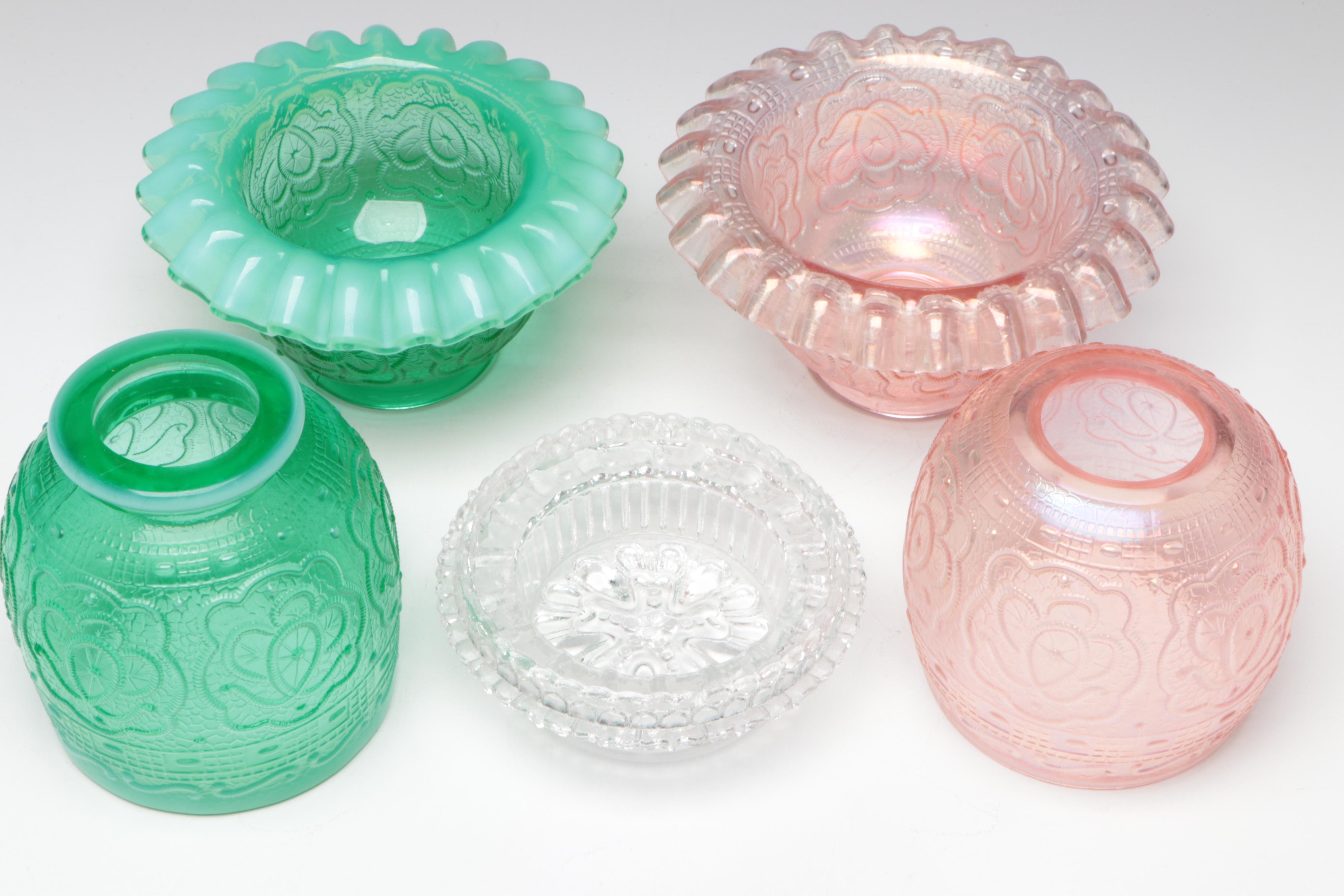 Fenton "Lily of the Valley", "Persian Medallion" & "Rosalene" Glass Fairy Lamps