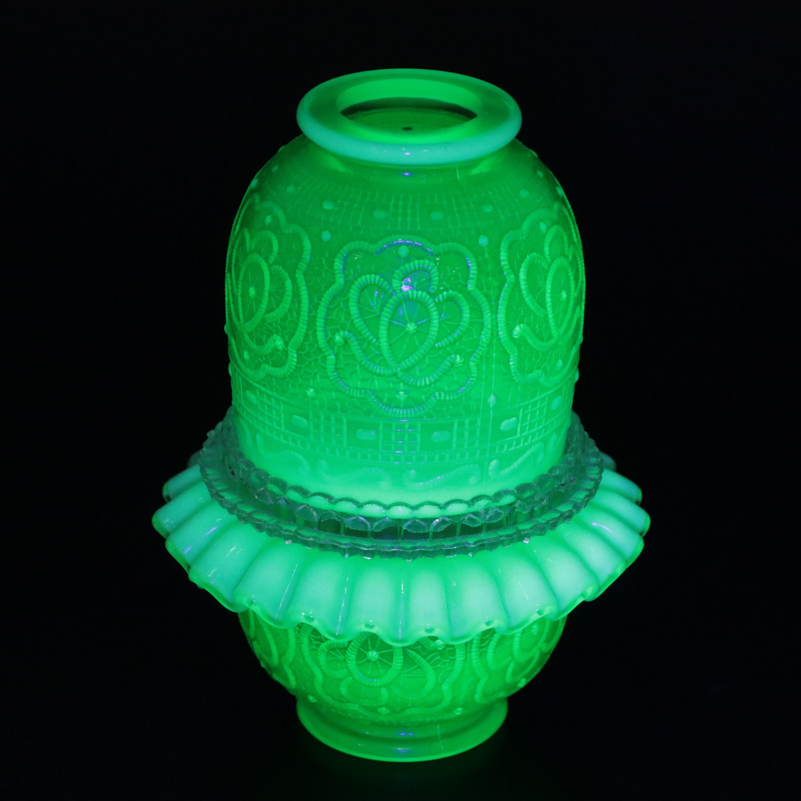 Fenton "Lily of the Valley", "Persian Medallion" & "Rosalene" Glass Fairy Lamps