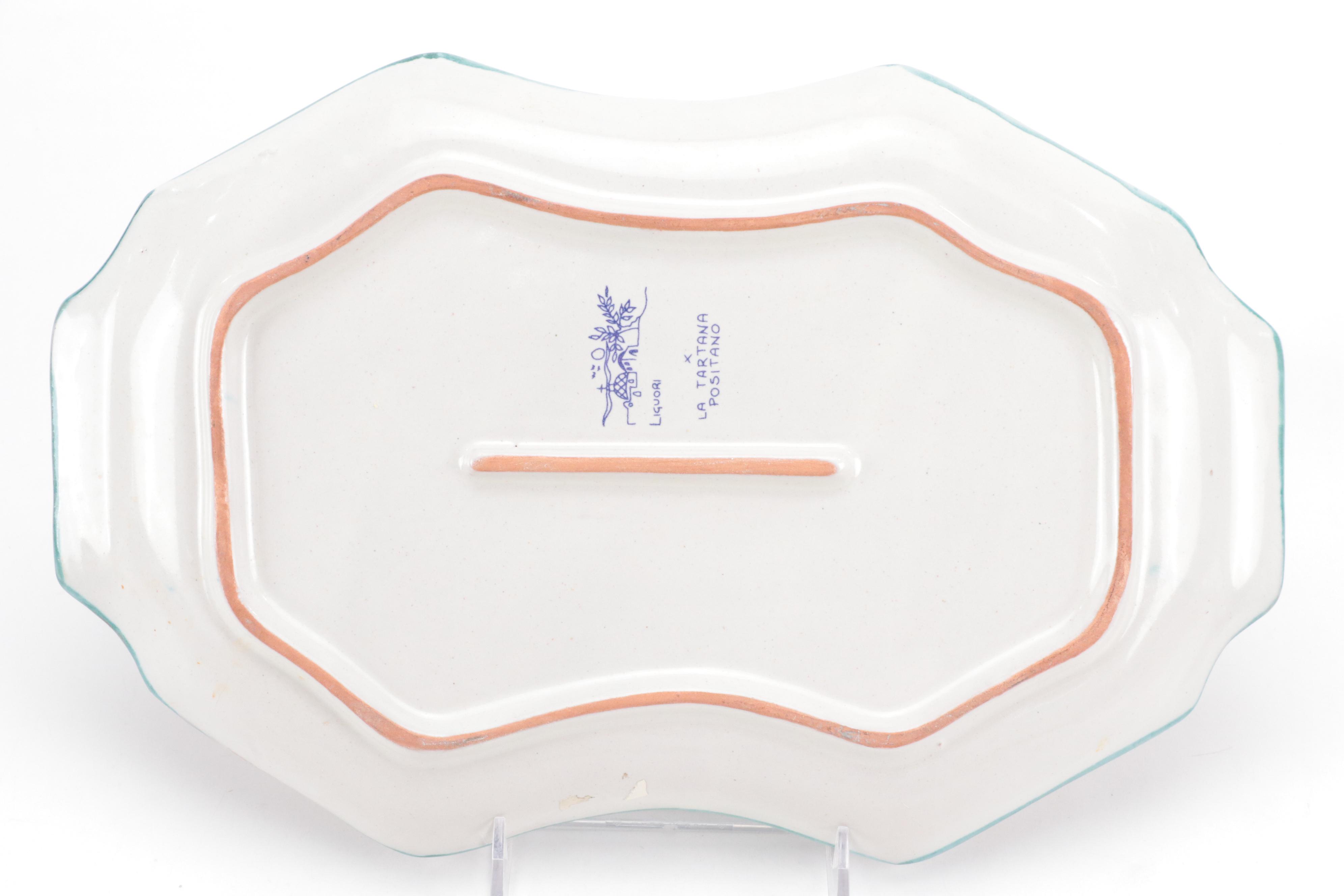 Italian Majolica Serving Platter and Crescent Shaped Plates