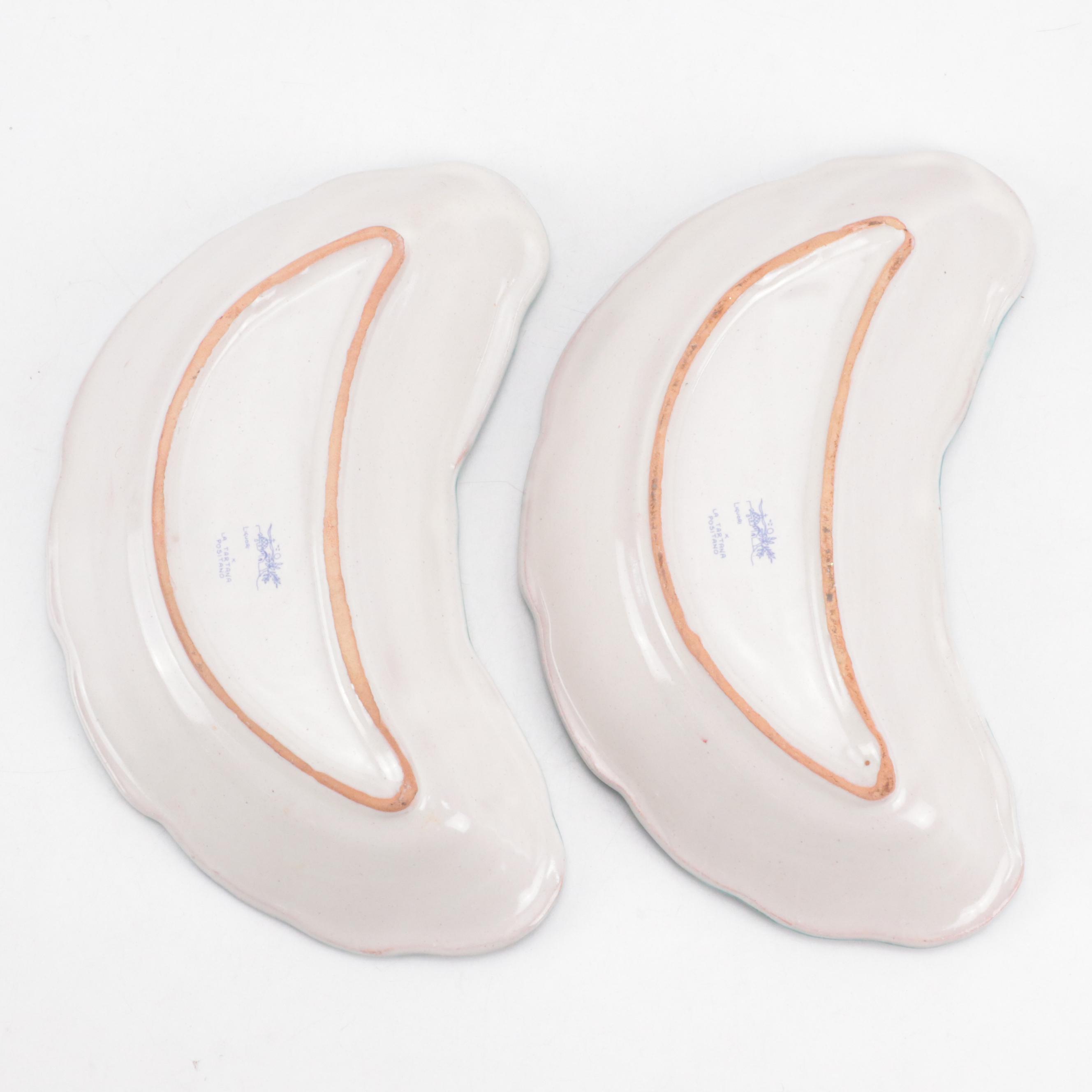 Italian Majolica Serving Platter and Crescent Shaped Plates
