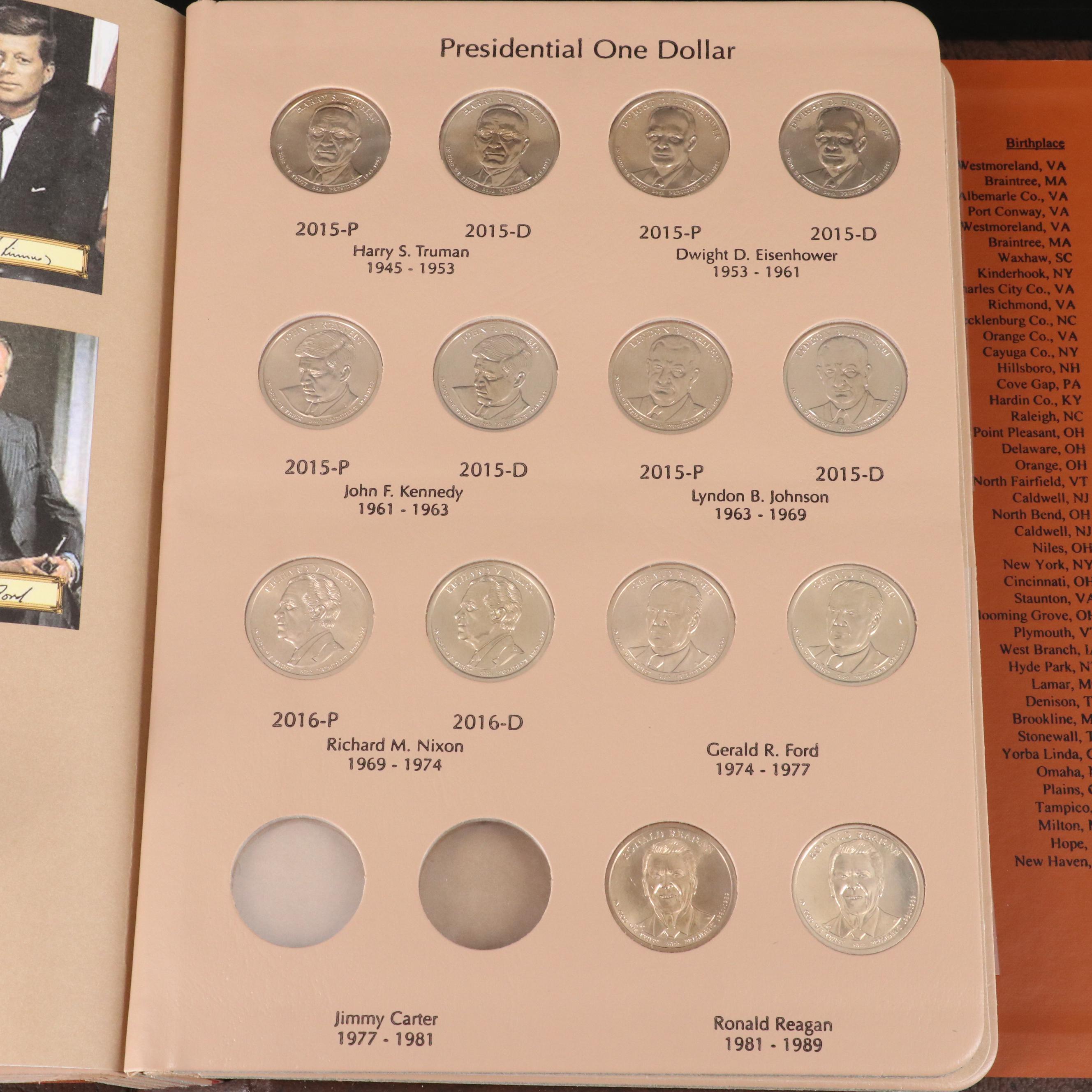 Collection of Seventy-Eight United States Presidential Dollars