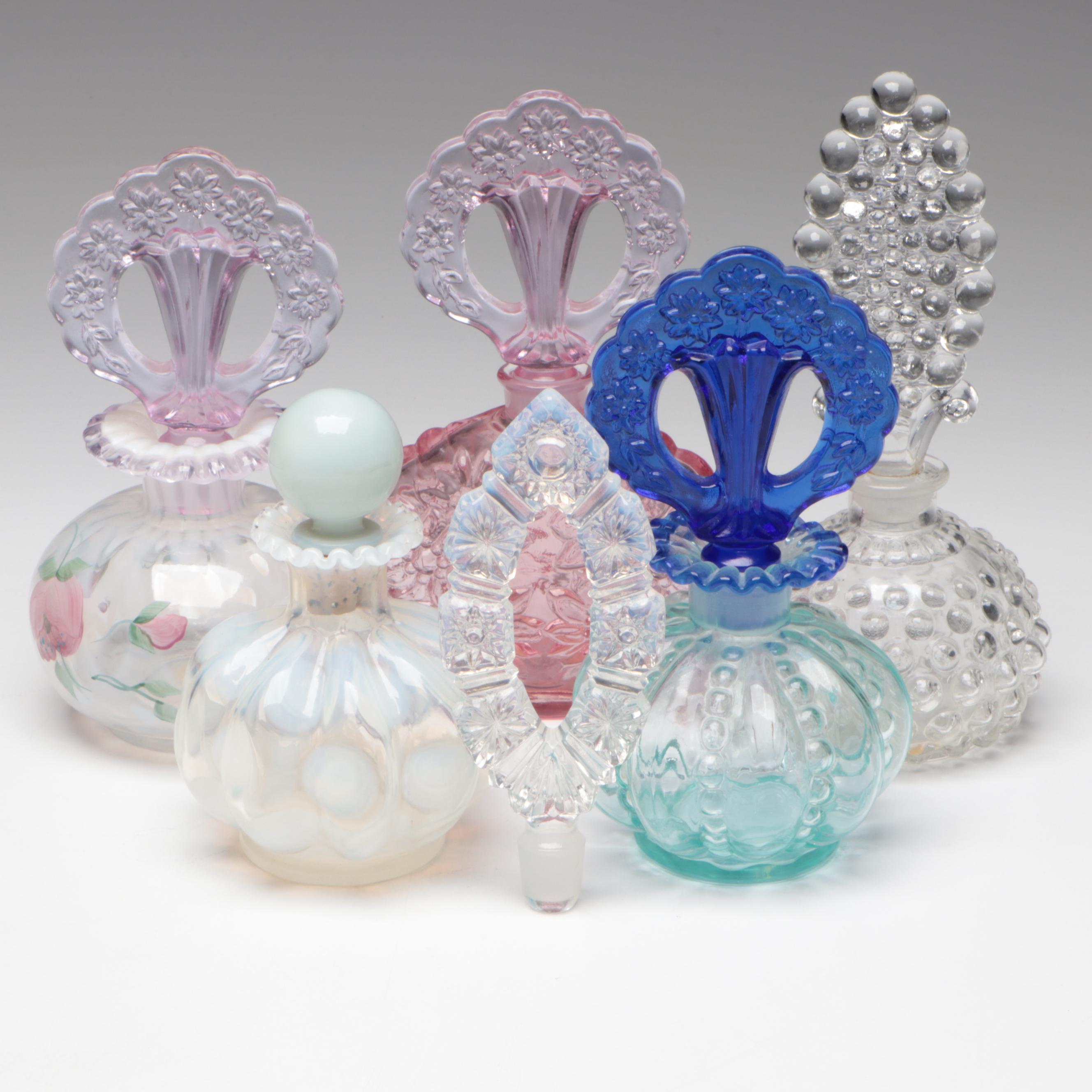 Fenton Beaded Melon, Trellis, Opalescent, Other Hobnail Glass Perfume Bottles
