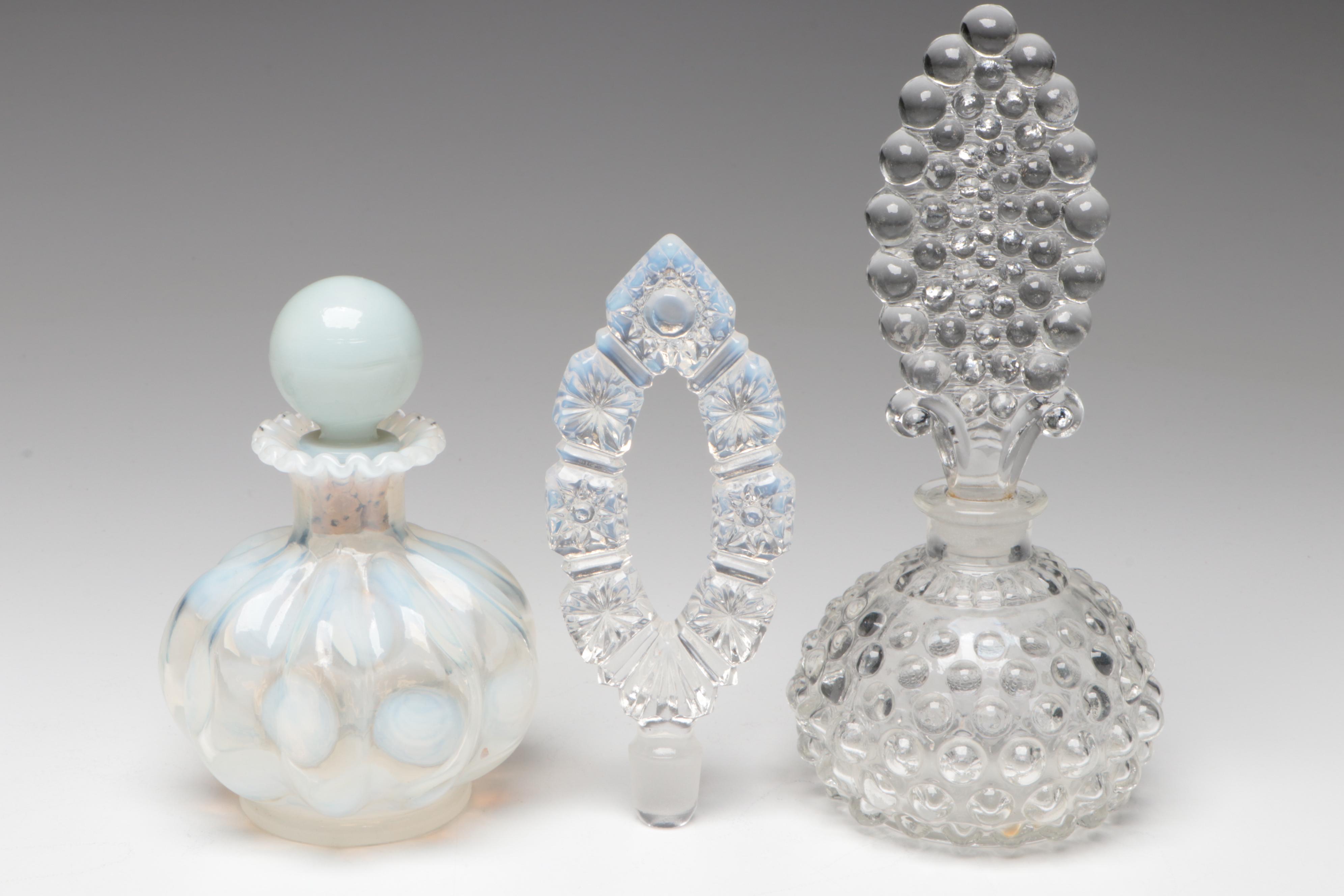 Fenton Beaded Melon, Trellis, Opalescent, Other Hobnail Glass Perfume Bottles