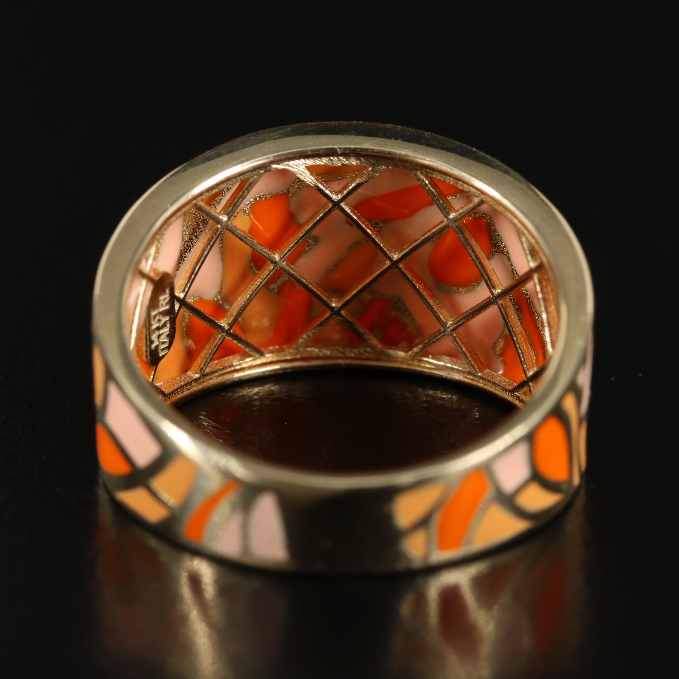 14K Enamel Cigar Band Ring