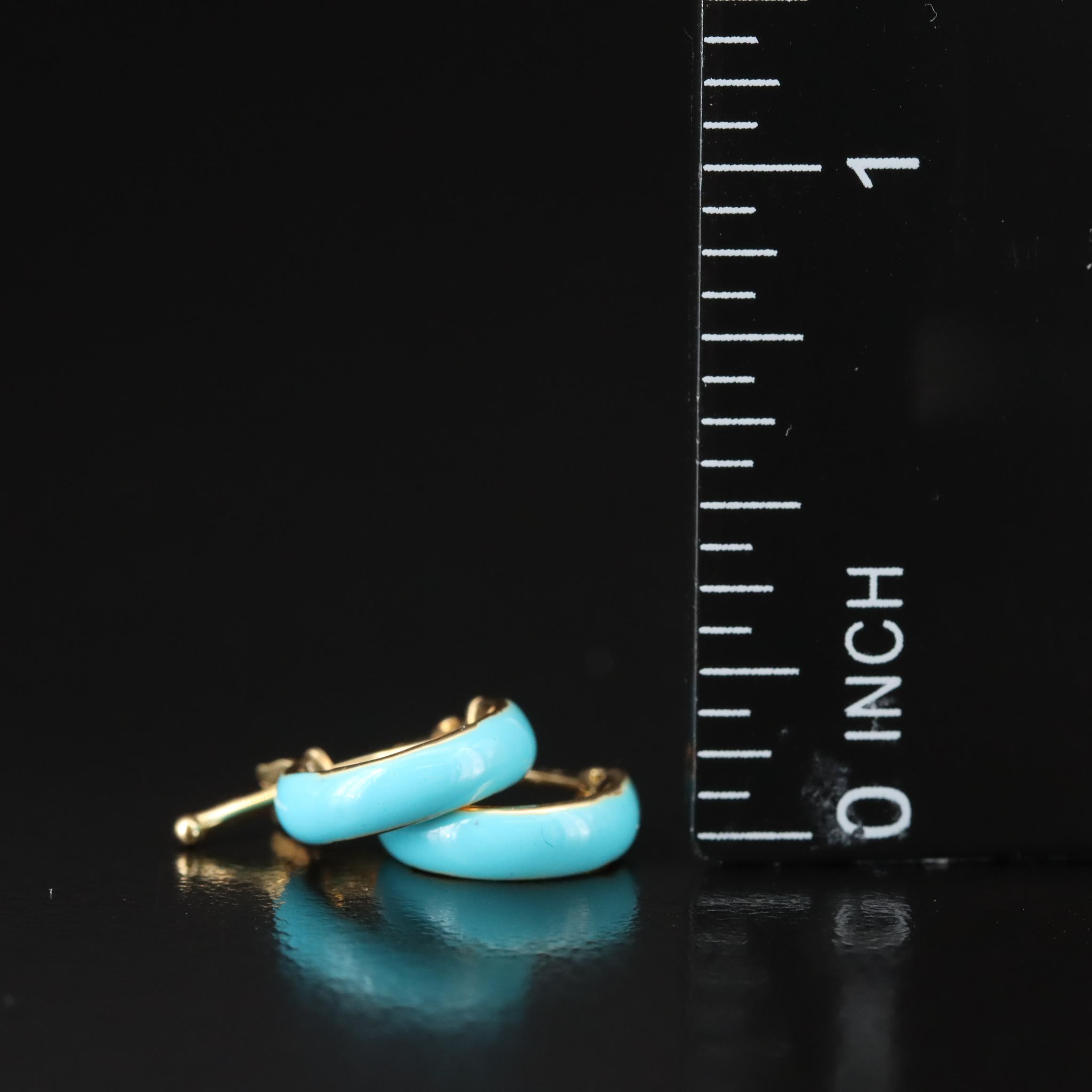 14K Enamel Huggie Hoop Earrings