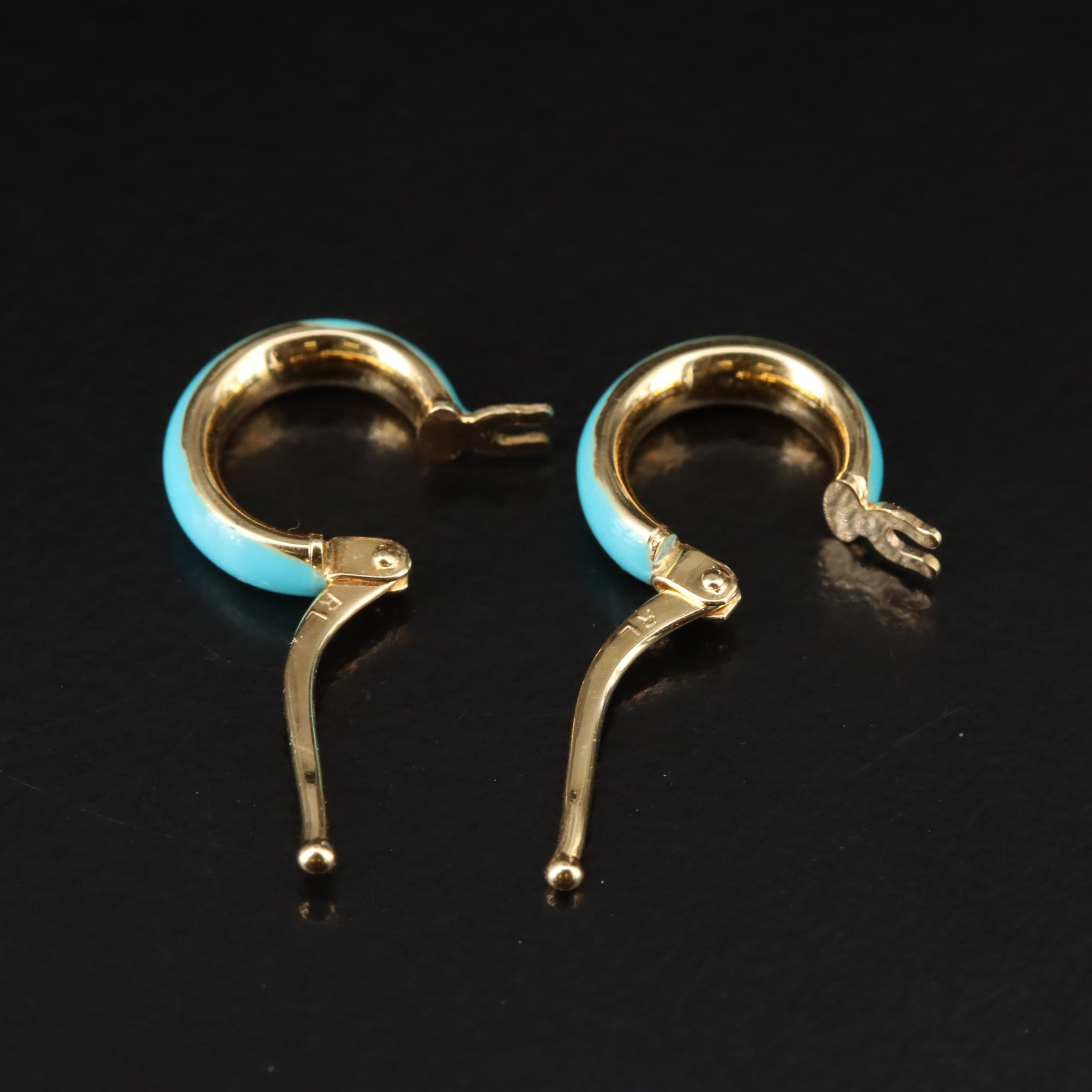 14K Enamel Huggie Hoop Earrings