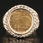 14K Ring with 1989 1/25th Crown Isle of Man Gold Coin
