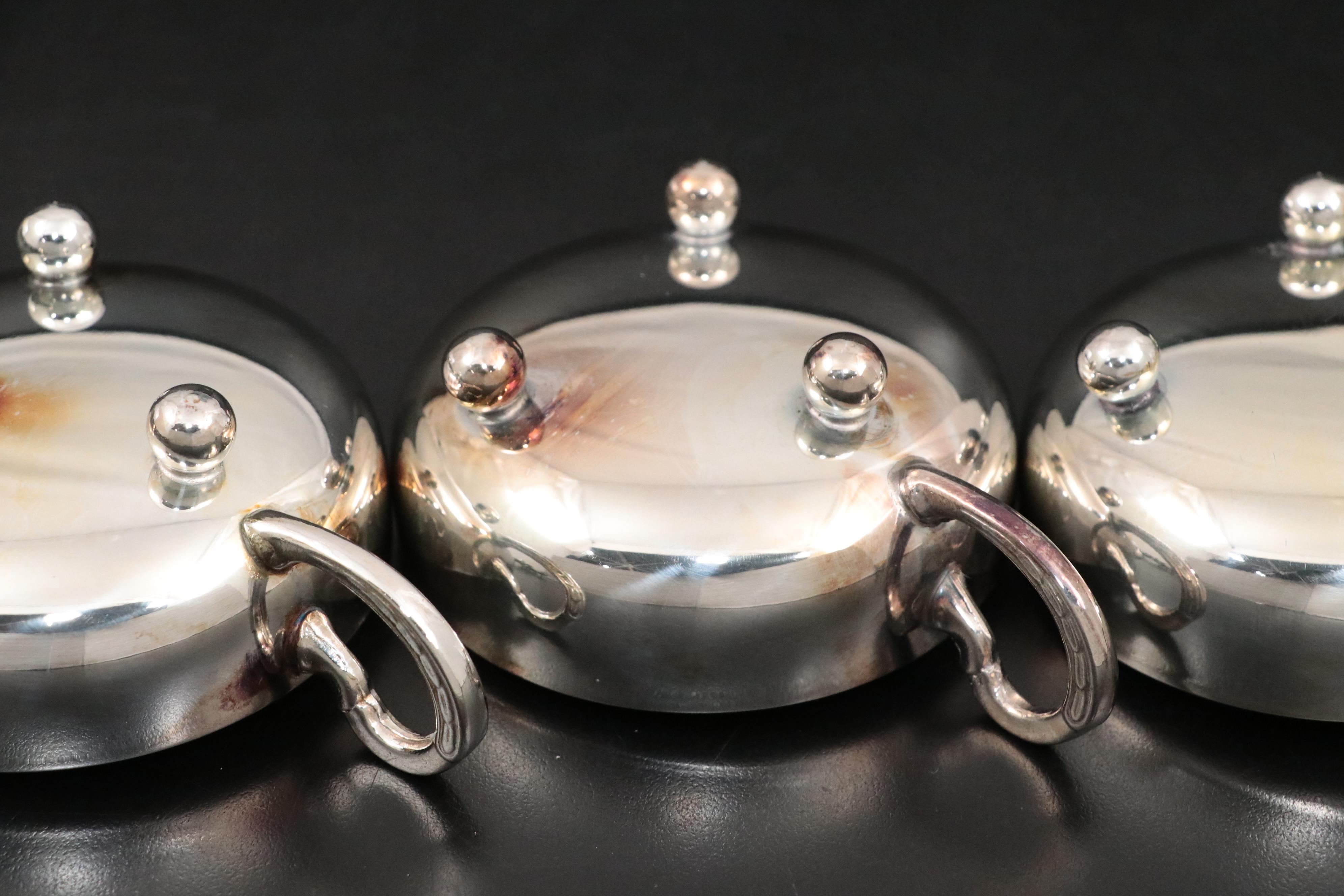 Brazilian Porcelain Espresso Cups and Metal Zarfs with Punch Cups and Spoons