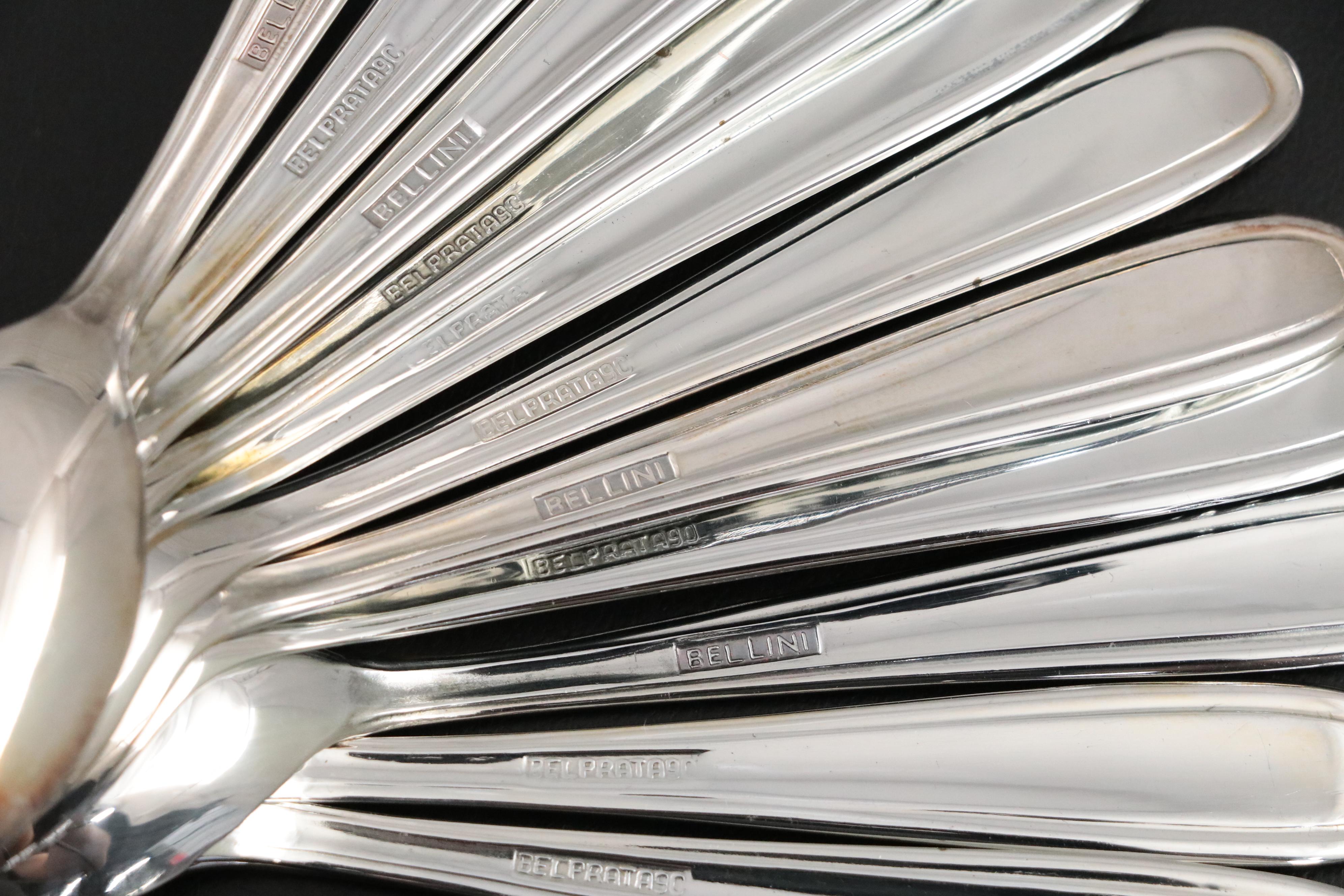 Brazilian Porcelain Espresso Cups and Metal Zarfs with Punch Cups and Spoons
