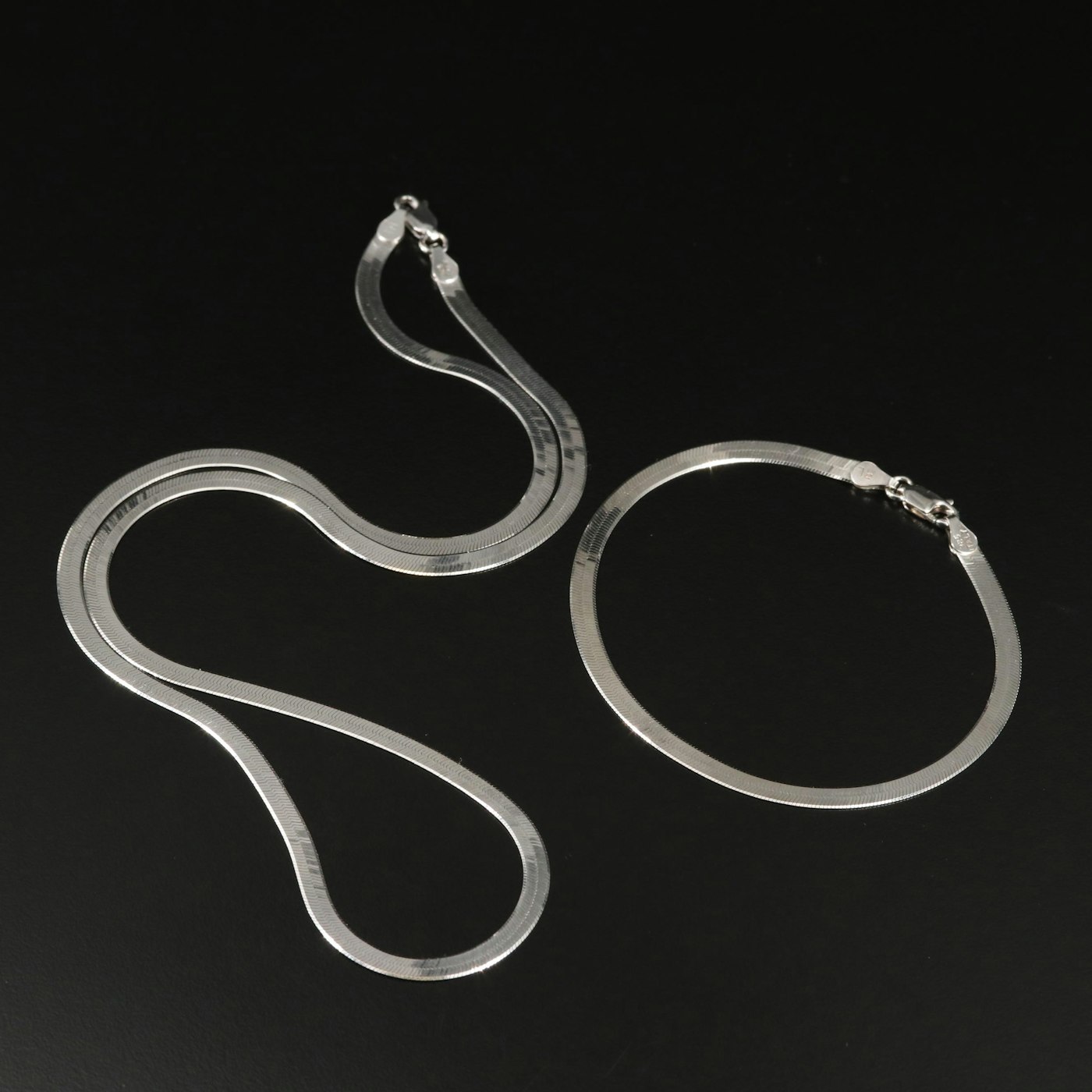 Sterling Herringbone Chain Bracelet and Necklace | EBTH