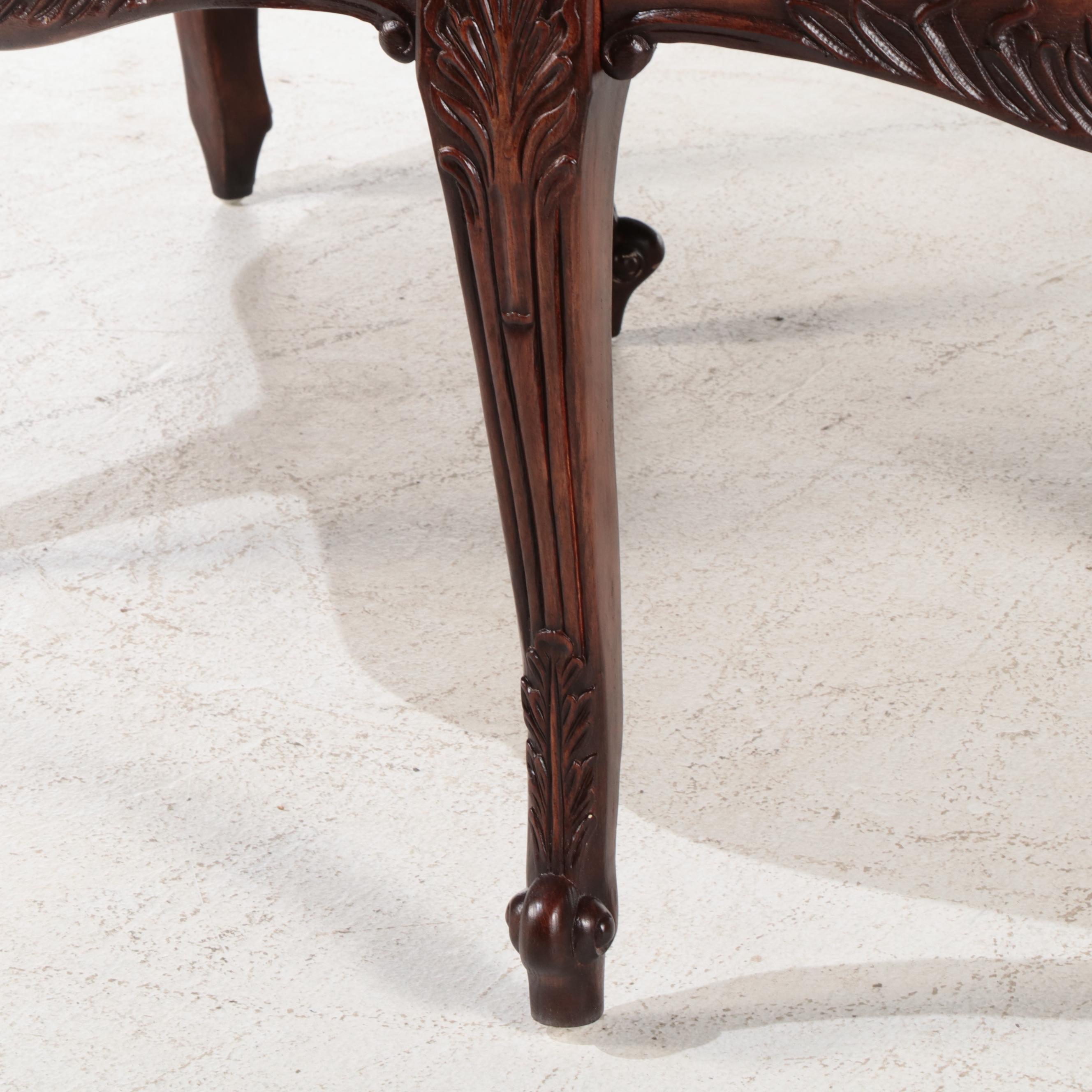 Regency Style Carved Mahogany Finish Crescent Shaped Desk