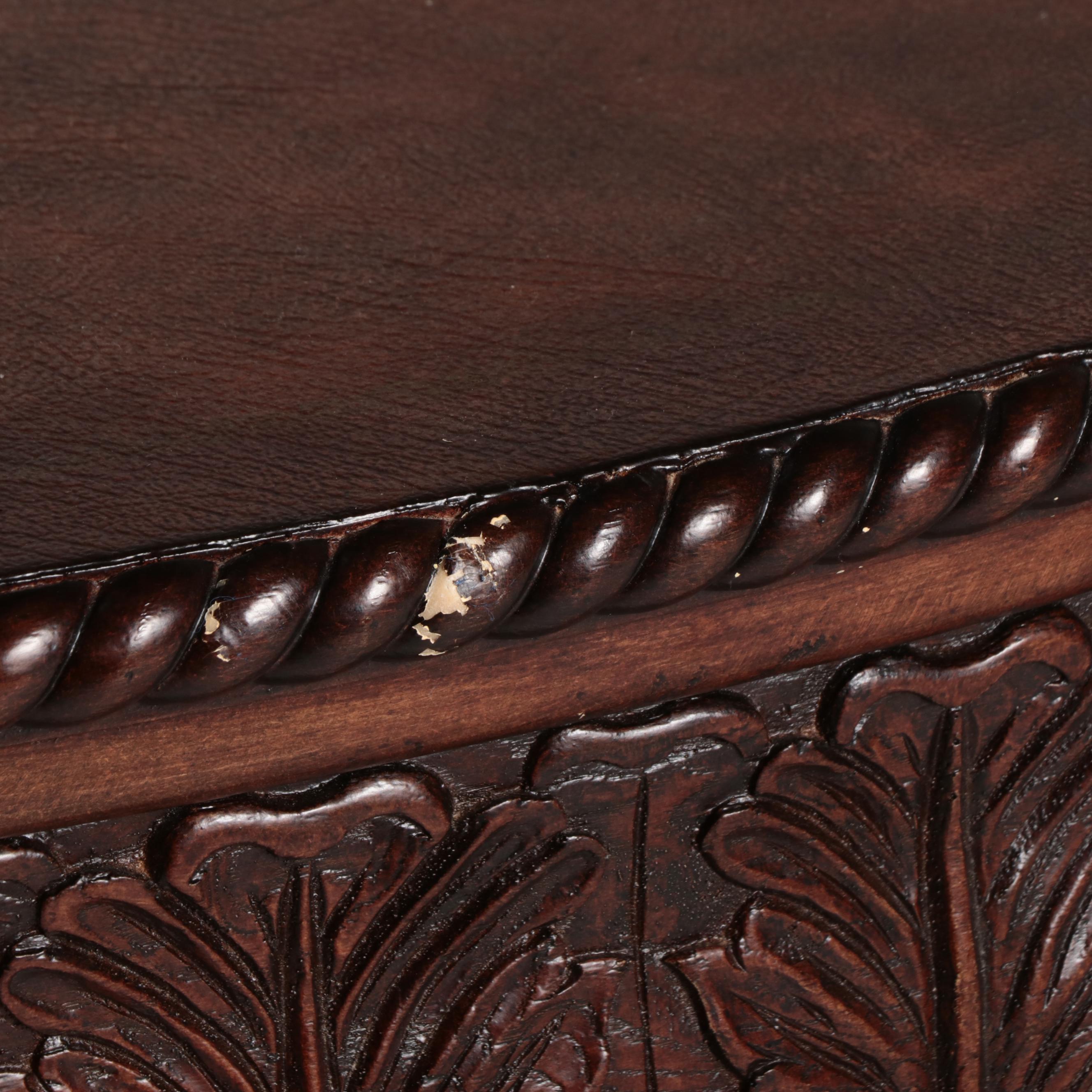 Regency Style Carved Mahogany Finish Crescent Shaped Desk