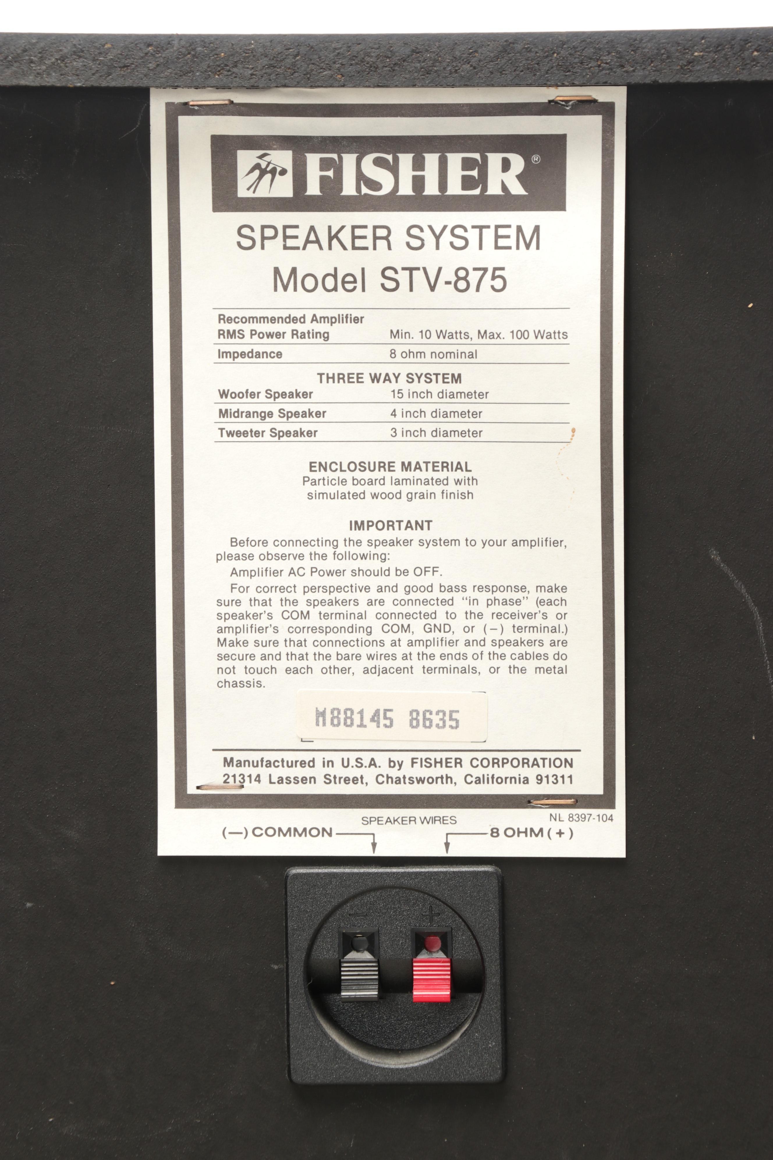 Pair of Fisher Studio Speakers and 4-Channel AM-FM Receiver