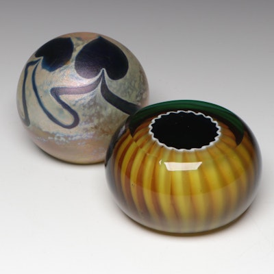 Robert Eickholt and Other Art Glass Paperweights, Late 20th C.