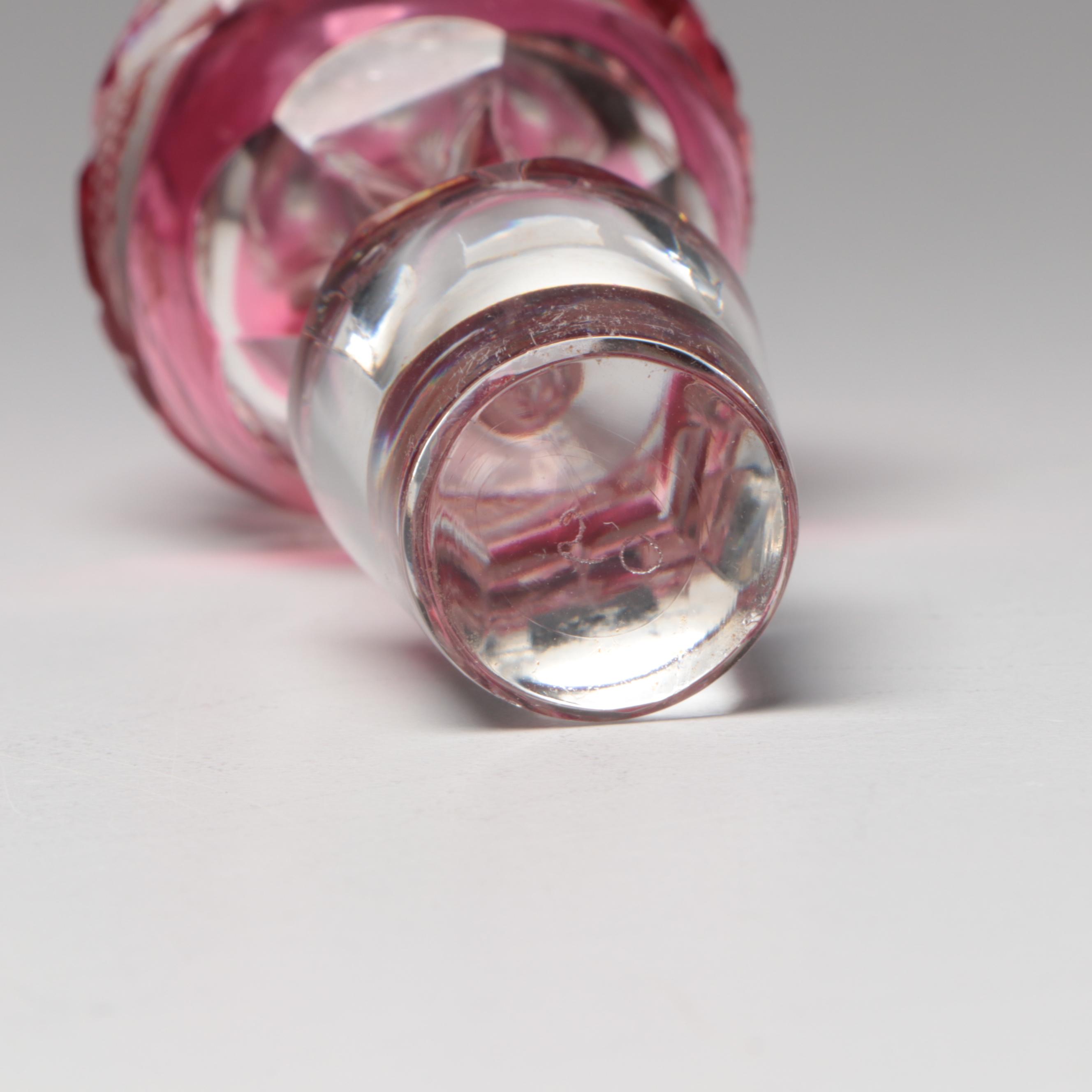 Cut to Clear Ruby Crystal Decanter with Stopper
