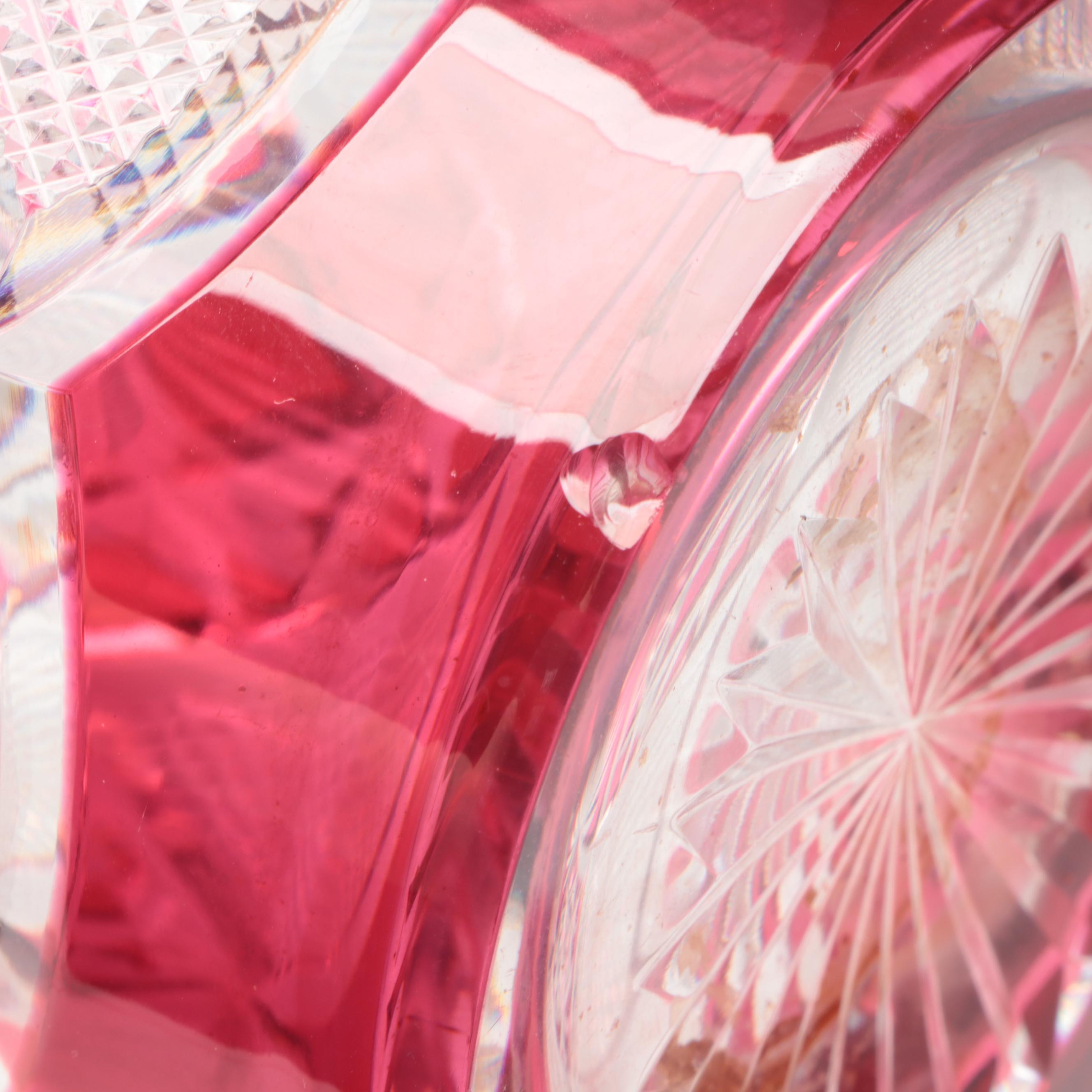 Cut to Clear Ruby Crystal Decanter with Stopper