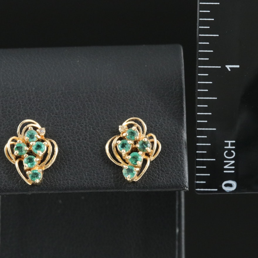 14K Emerald and Diamond Earrings | EBTH