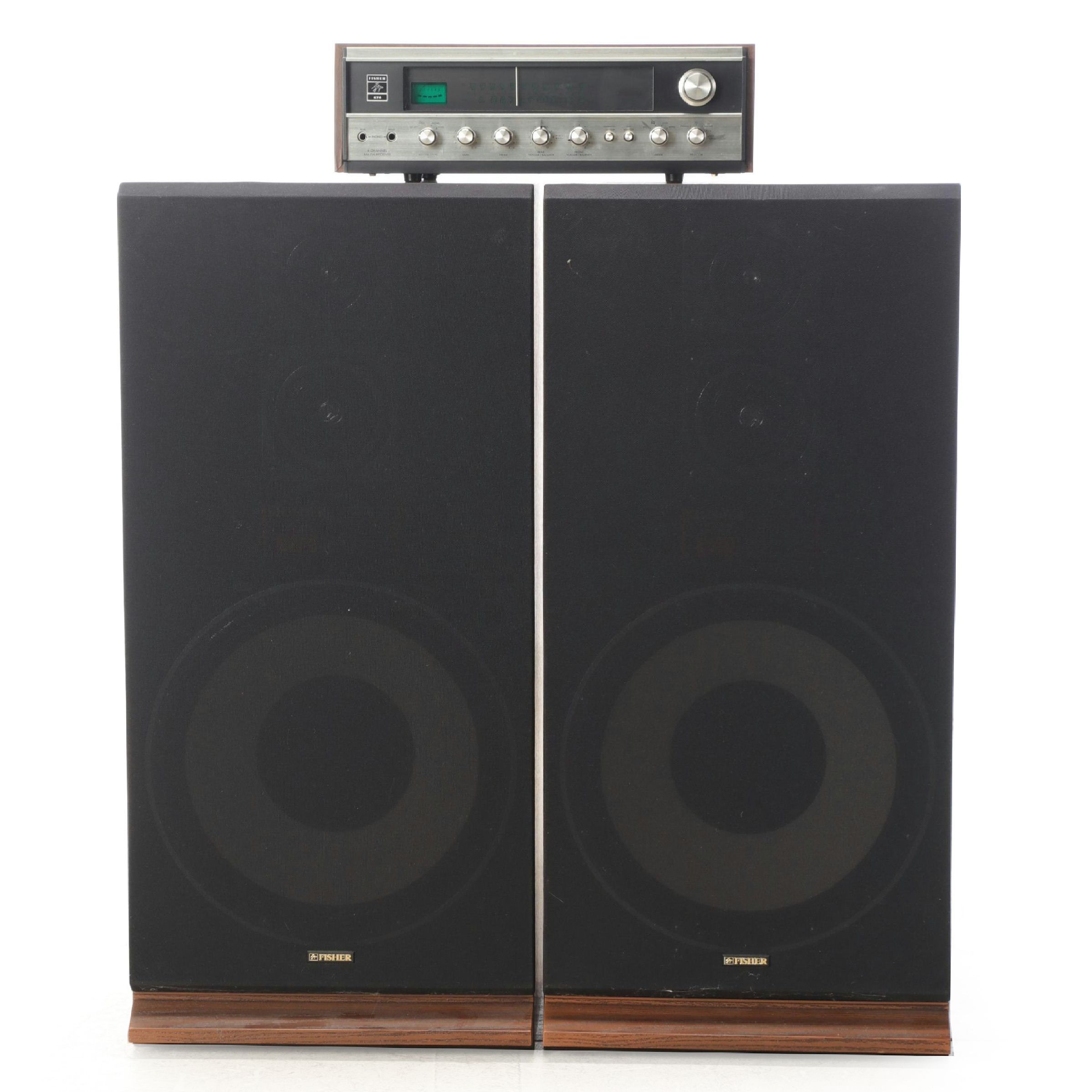 Pair of Fisher Studio Speakers and 4-Channel AM-FM Receiver