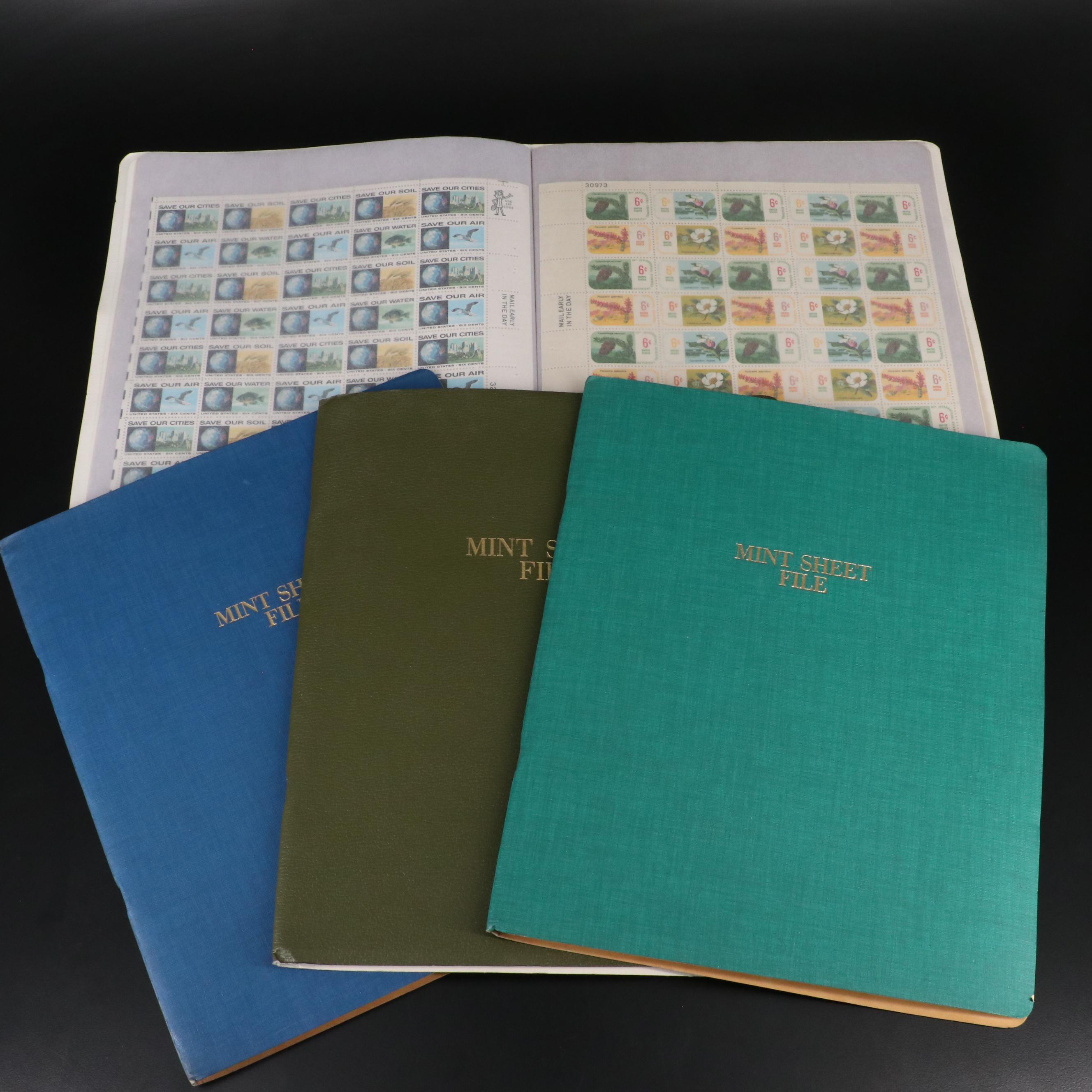 Four Mint Sheet File Albums Filled With Uncut Unused U.S.Postage Stamps