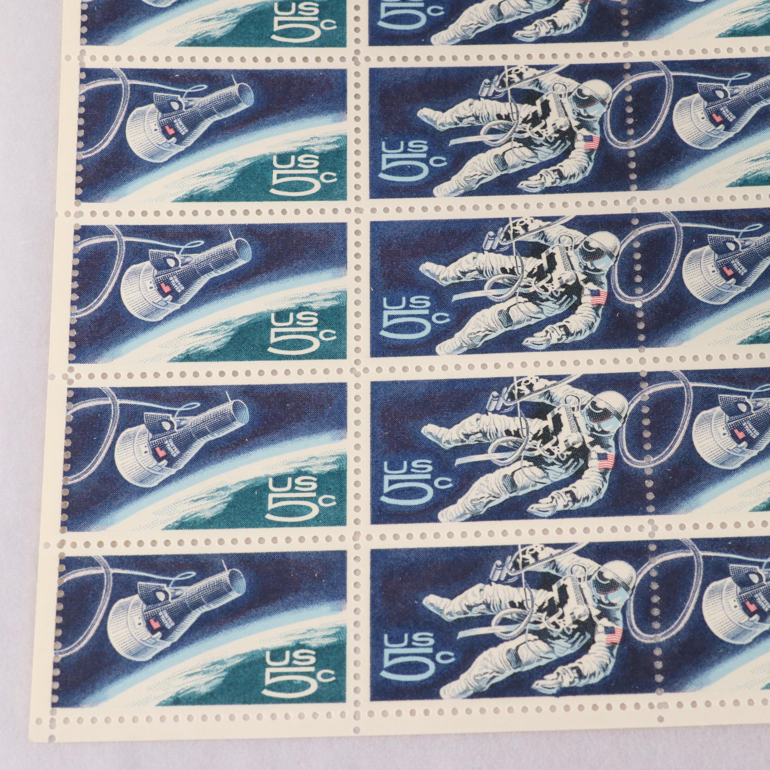 Four Mint Sheet File Albums Filled With Uncut Unused U.S.Postage Stamps