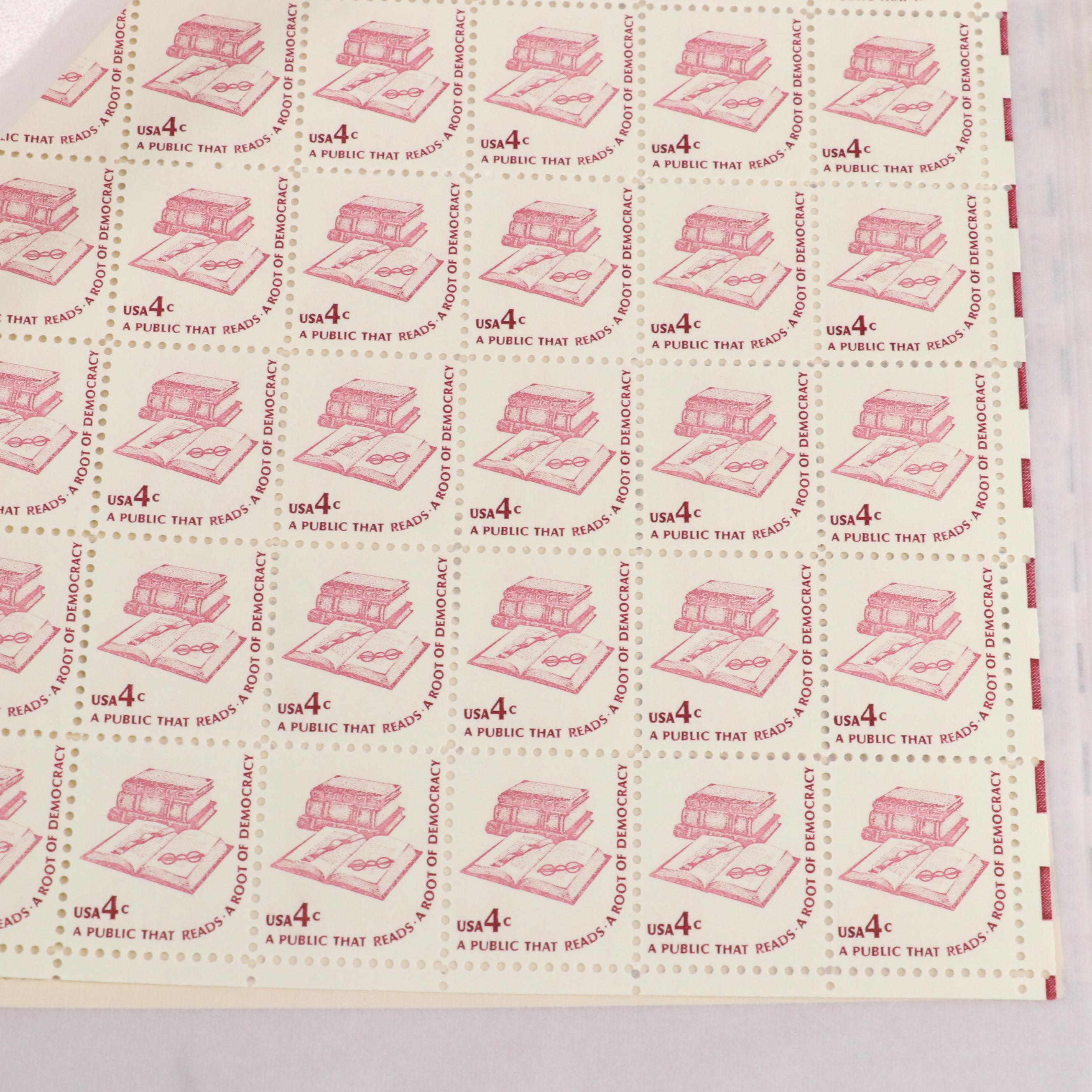 Four Mint Sheet File Albums Filled With Uncut Unused U.S.Postage Stamps