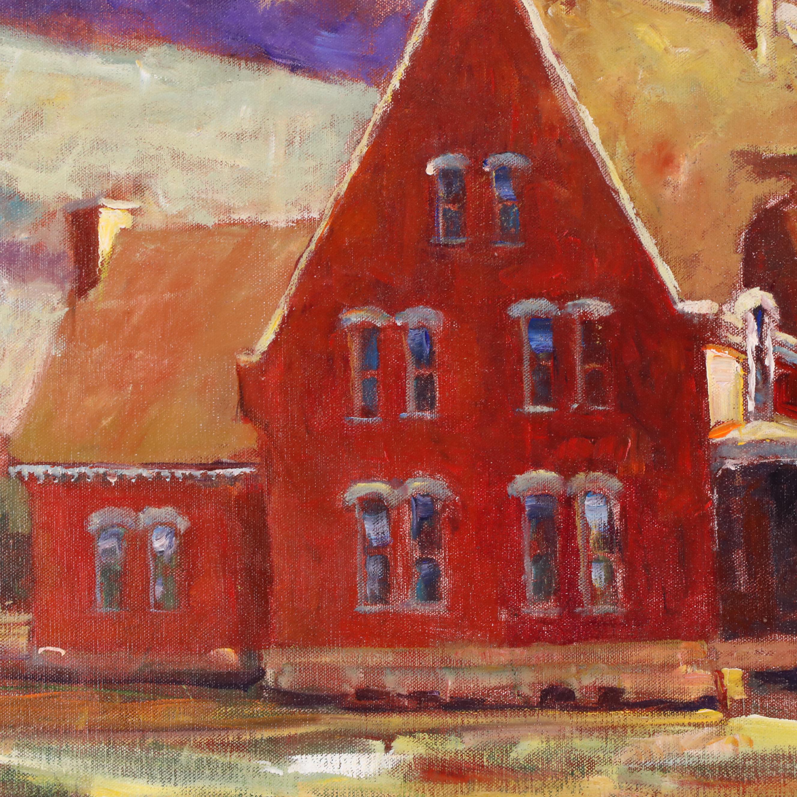 Coastal Landscape Oil Painting of Lighthouse