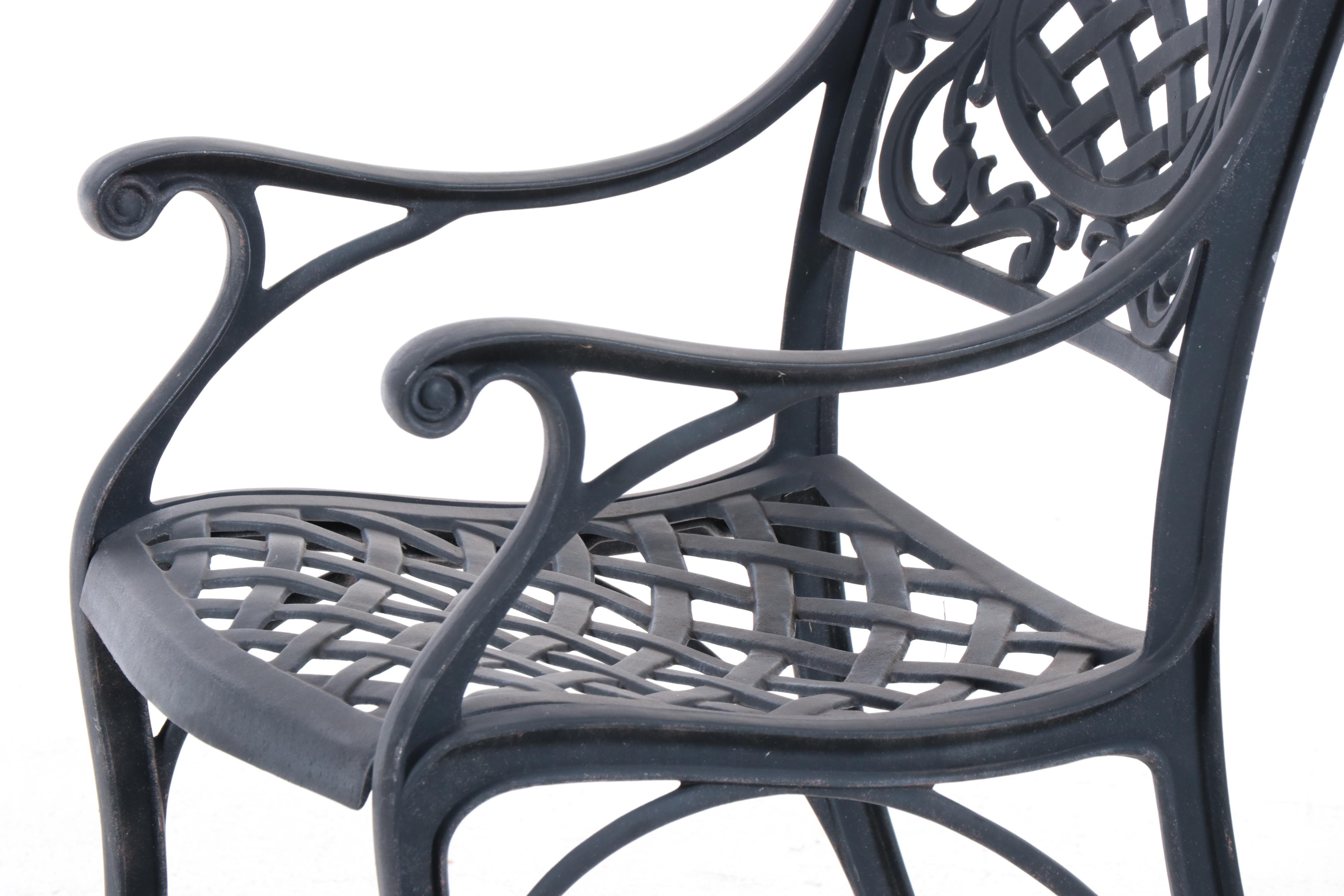 Seven-Piece Hanamint Powder-Coated Aluminum Patio Dining Set with Umbrella Stand