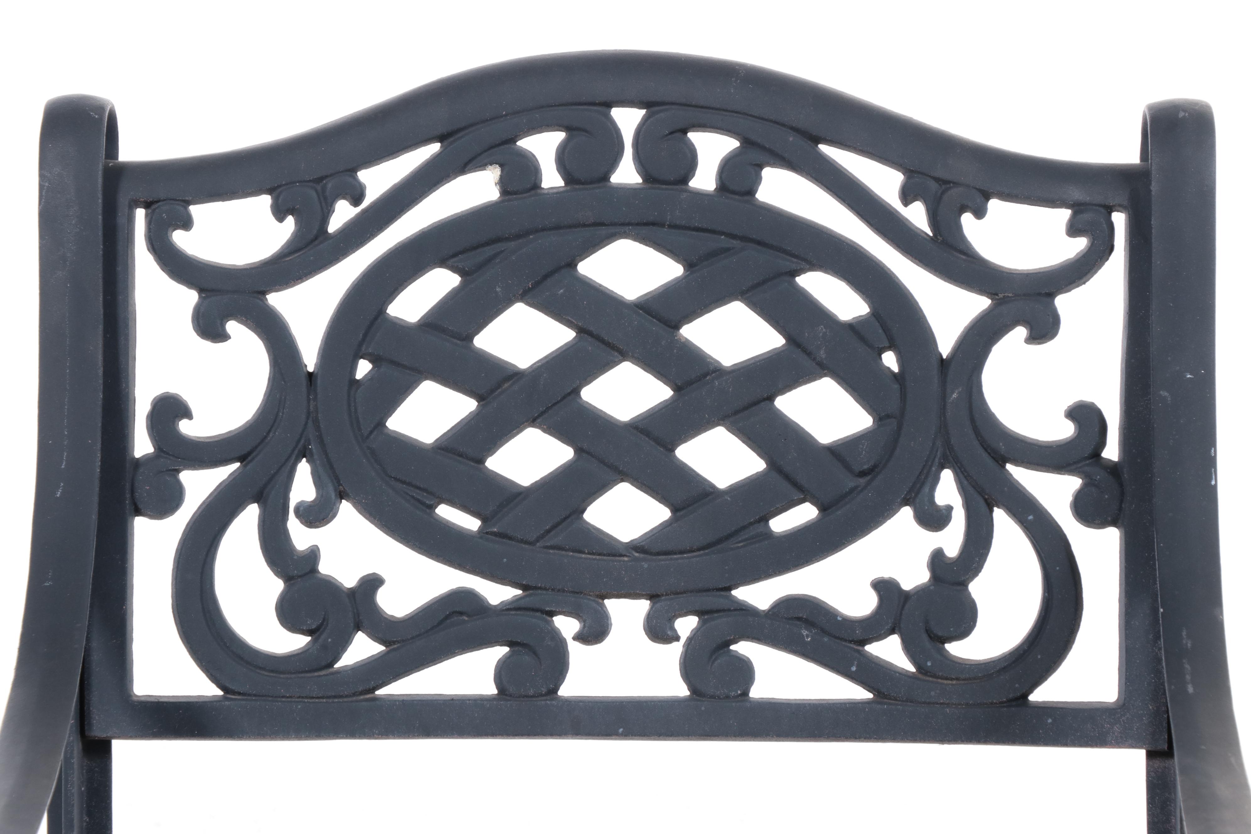 Seven-Piece Hanamint Powder-Coated Aluminum Patio Dining Set with Umbrella Stand