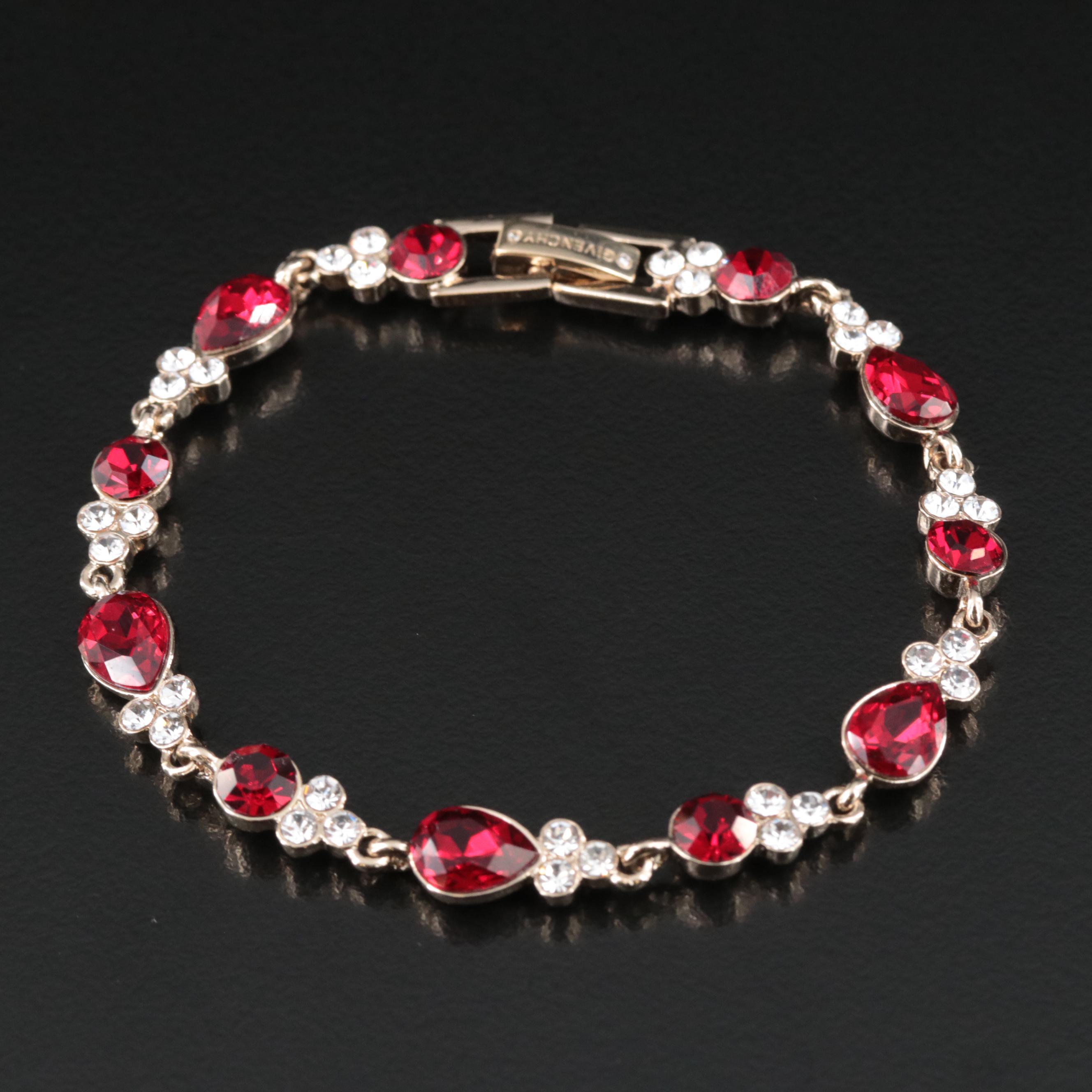 Givenchy  Red and Clear Crystal Bracelet