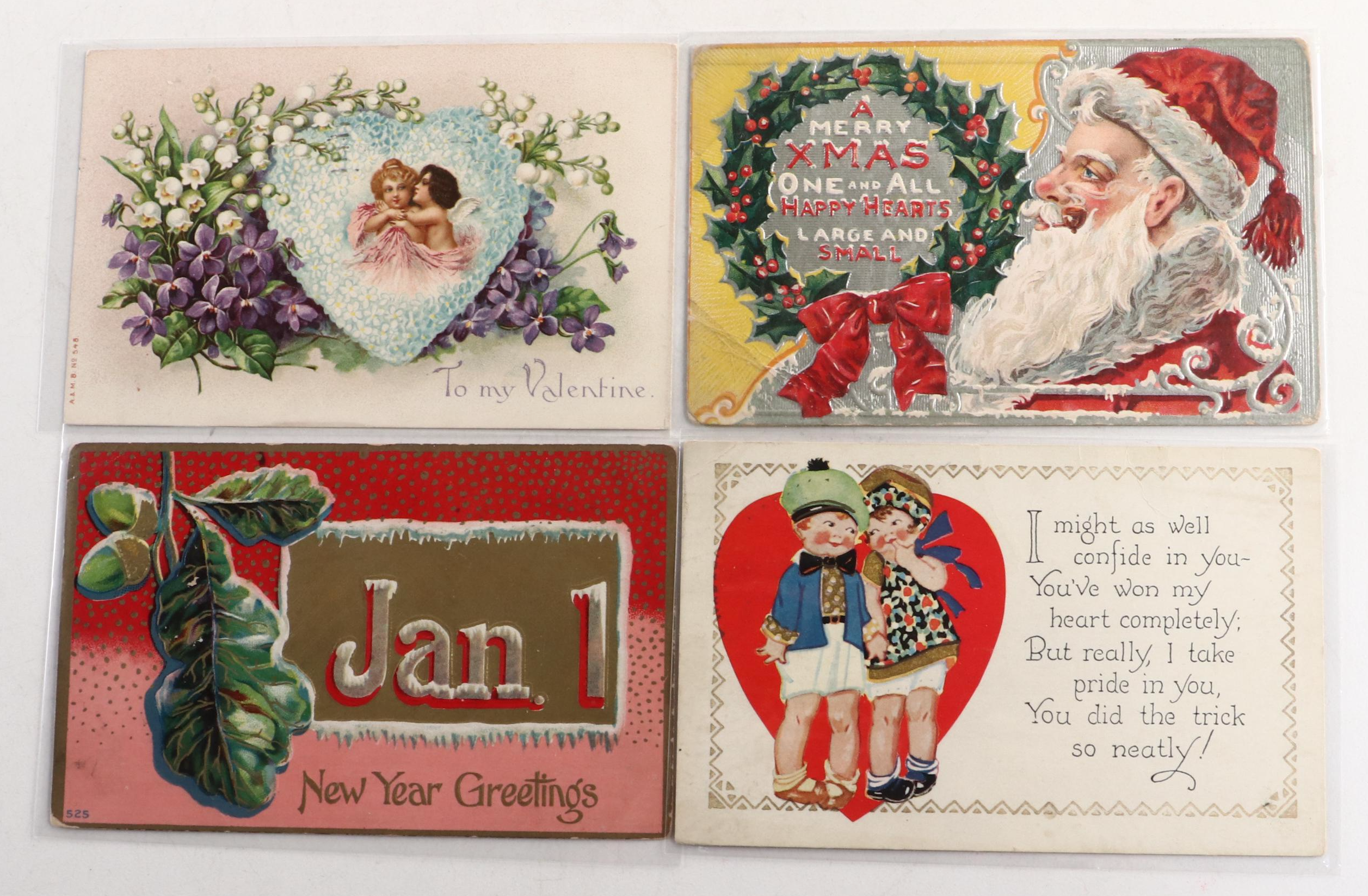 Valentine's, New Year, Christmas and Other Postcards, Early to Mid-20th Century