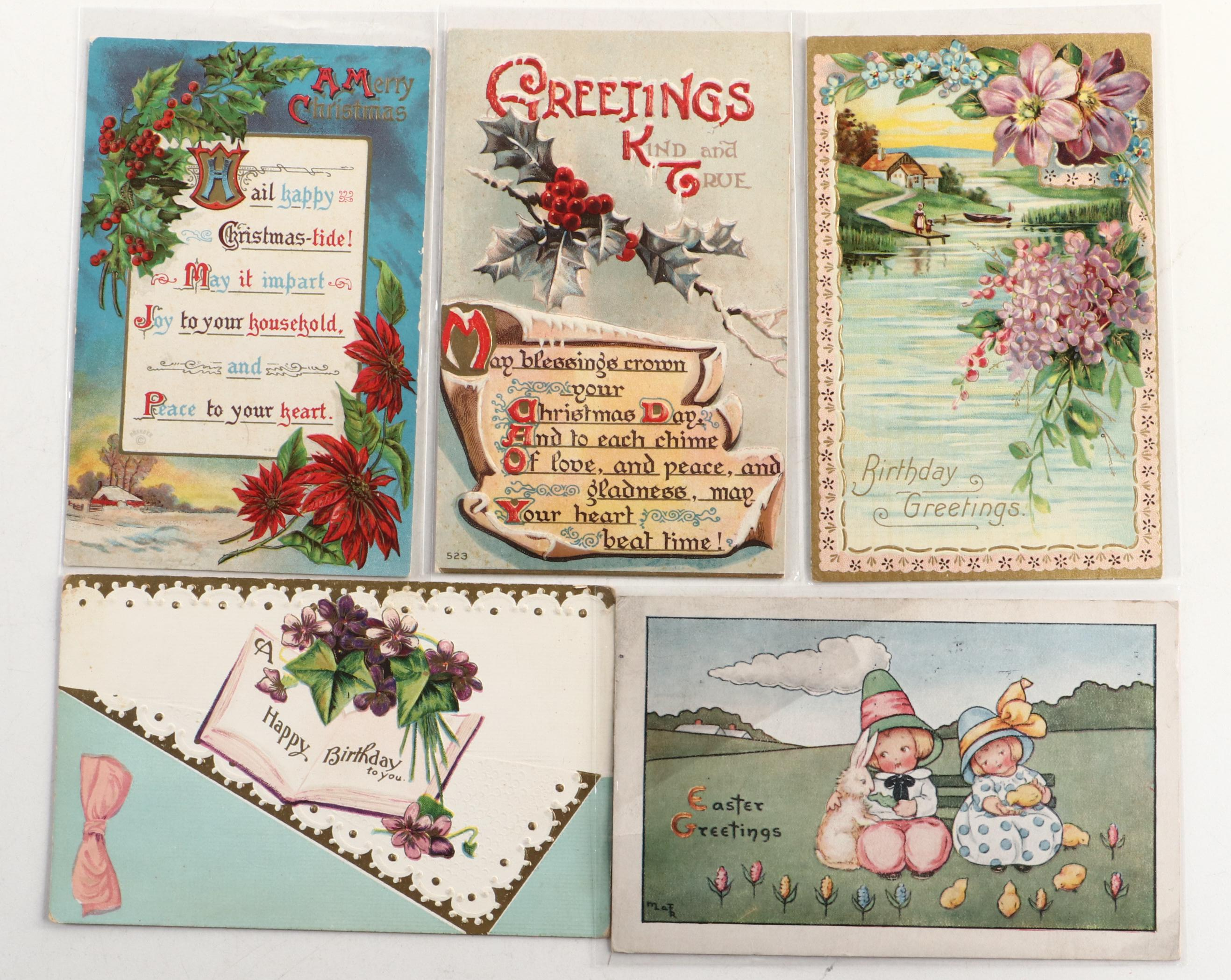 Valentine's, New Year, Christmas and Other Postcards, Early to Mid-20th Century