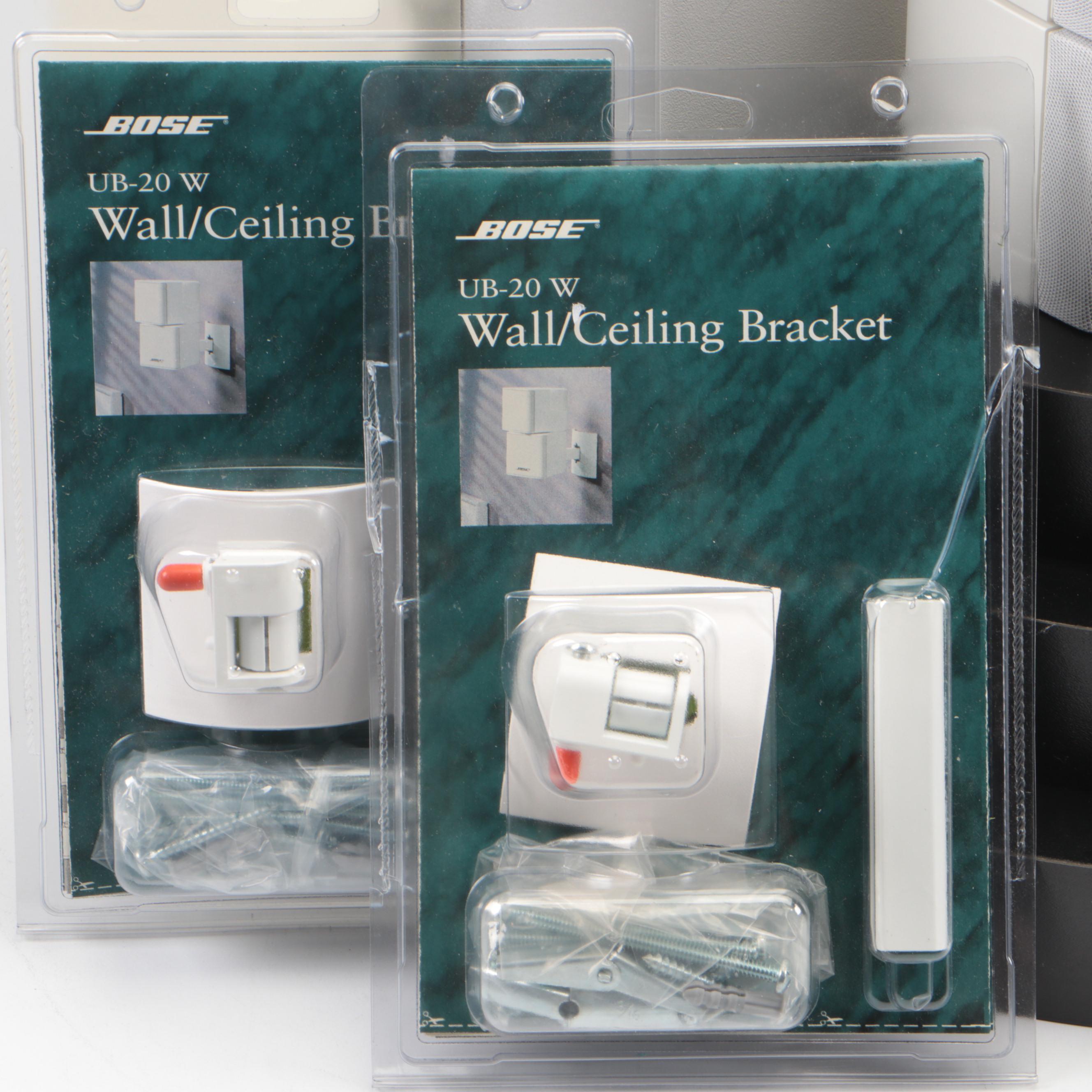 Bose Acoustimass 5 Series III Speaker System in White with Modern Wall Shelf